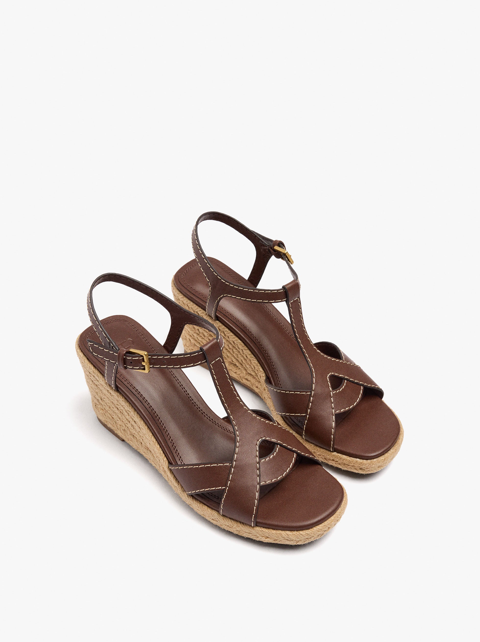 Sandalias De Cuña Con T-Bar