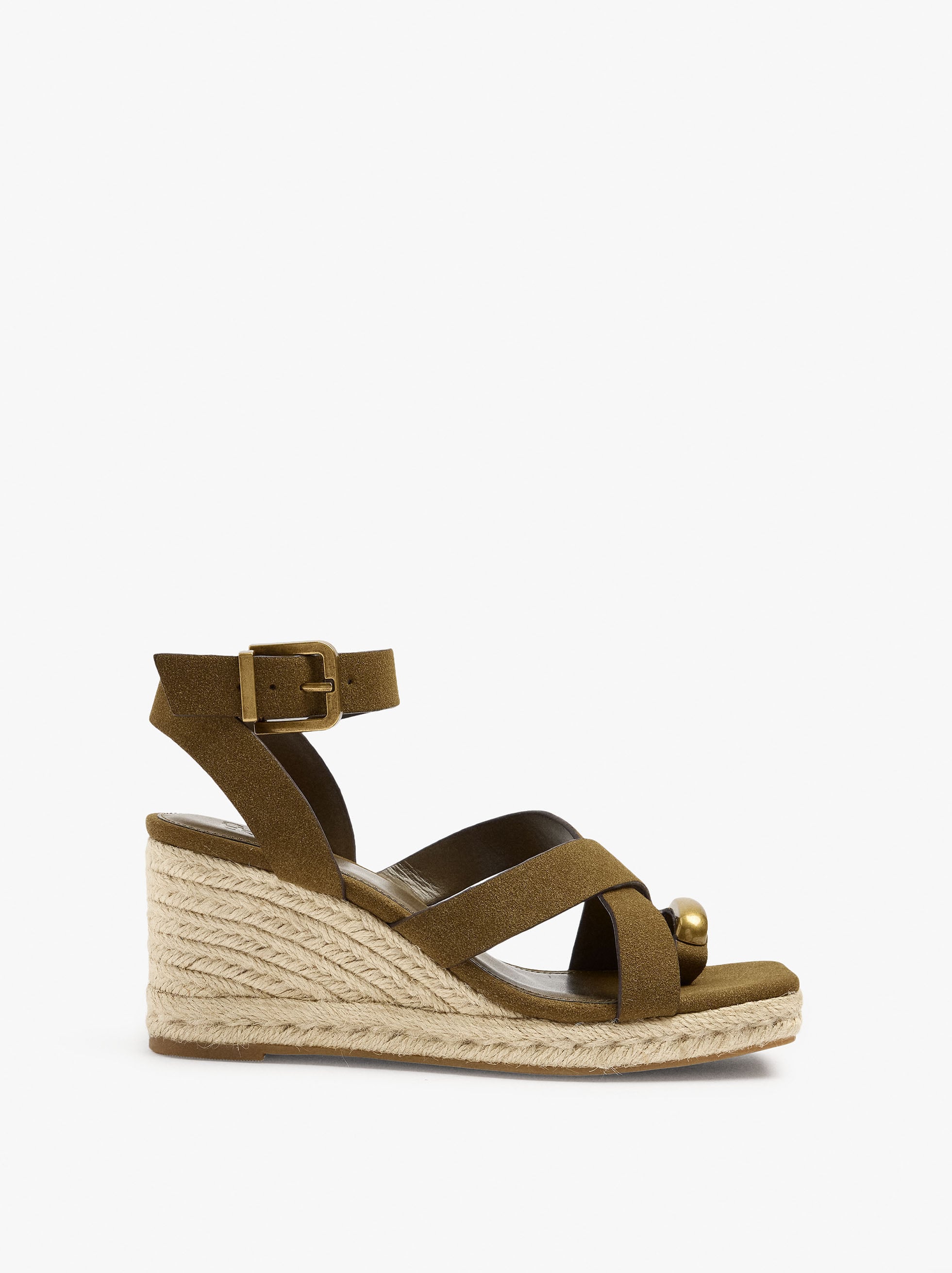 Sandalias De Cuña Con Detalle Metálico