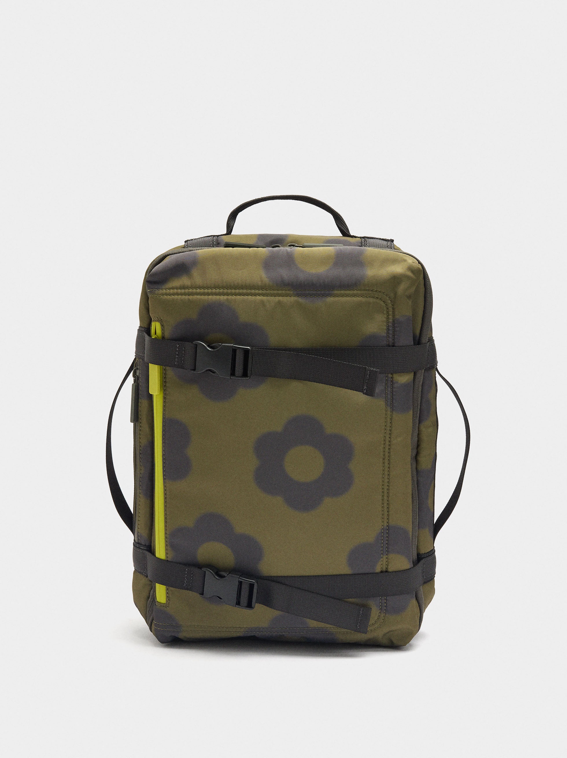 Mochila De Cabina De Nylon Estampado Floral