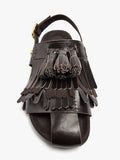 Sandalias Planas De Piel Con Flecos