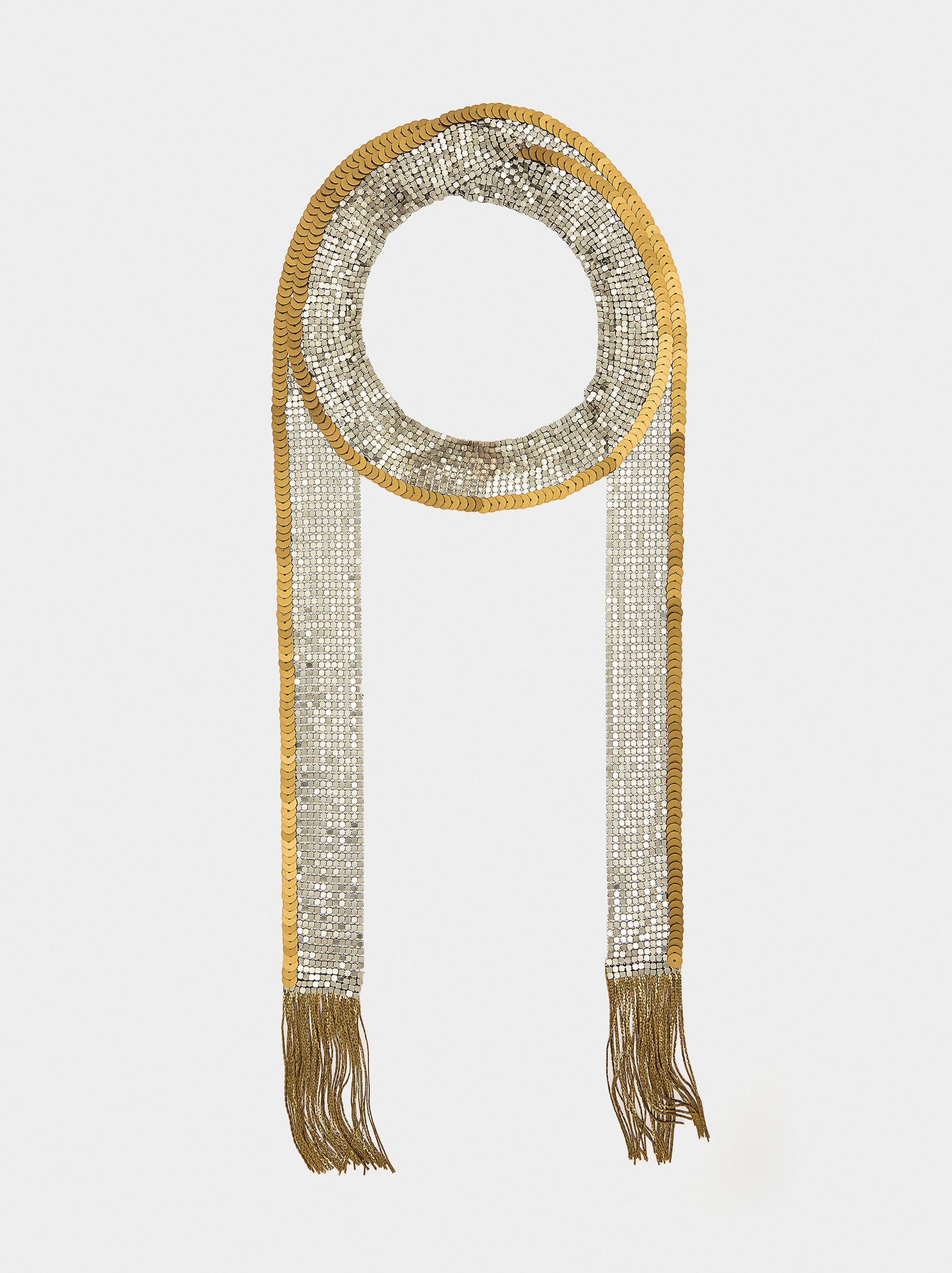 Collar Bicolor Estilo Pañuelo Con Flecos