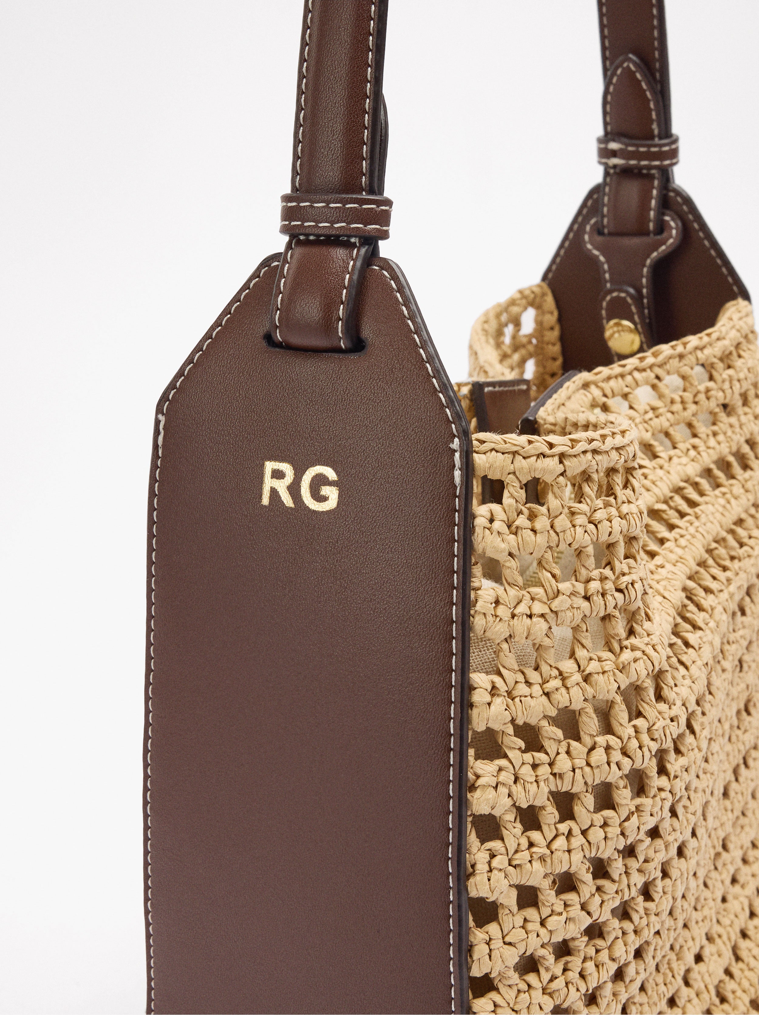 Bolso De Hombro Con Efecto Rafia Y Bolsa Extraíble
