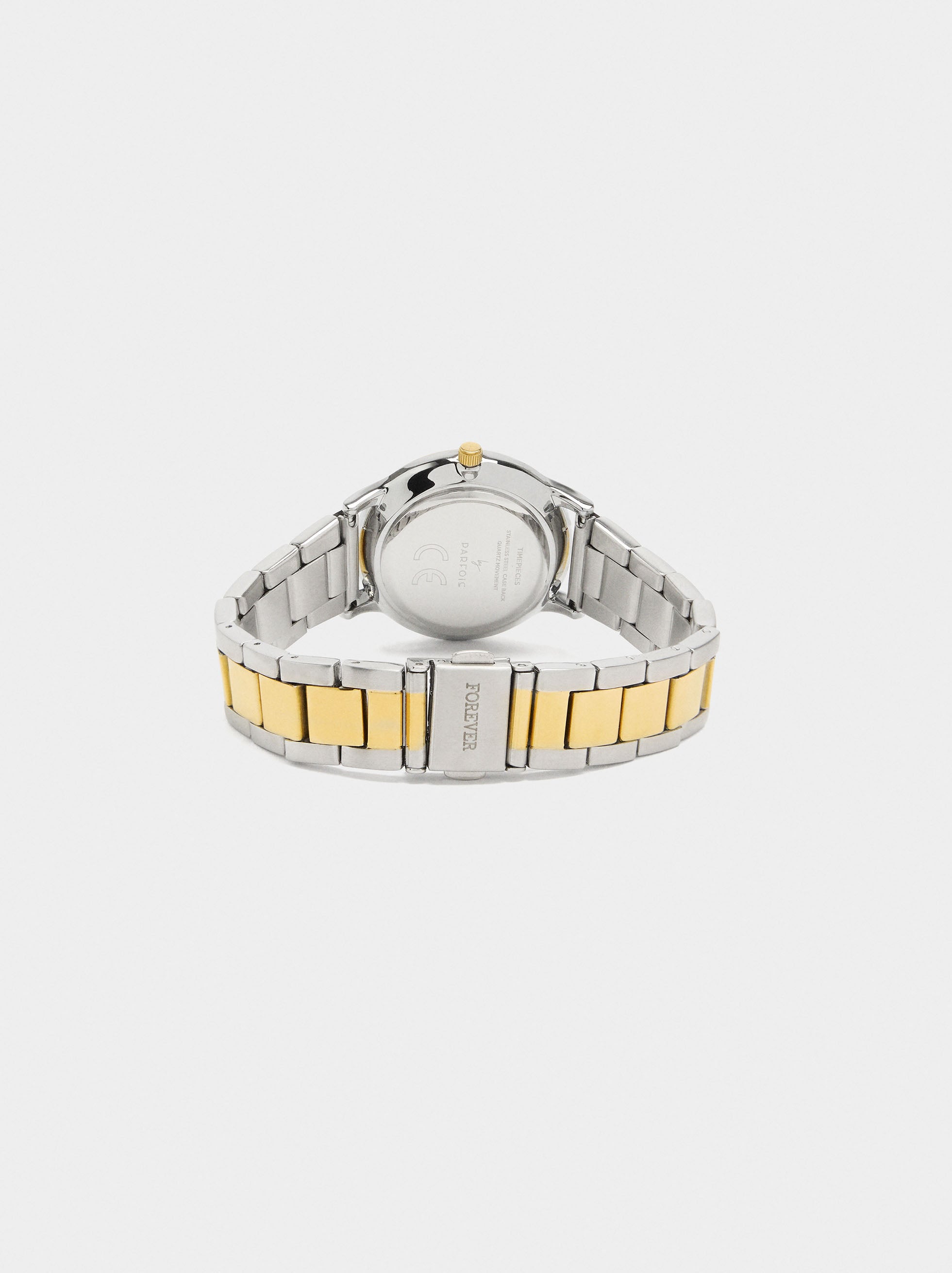 Reloj Bicolor Con Pulsera De Acero Inoxidable