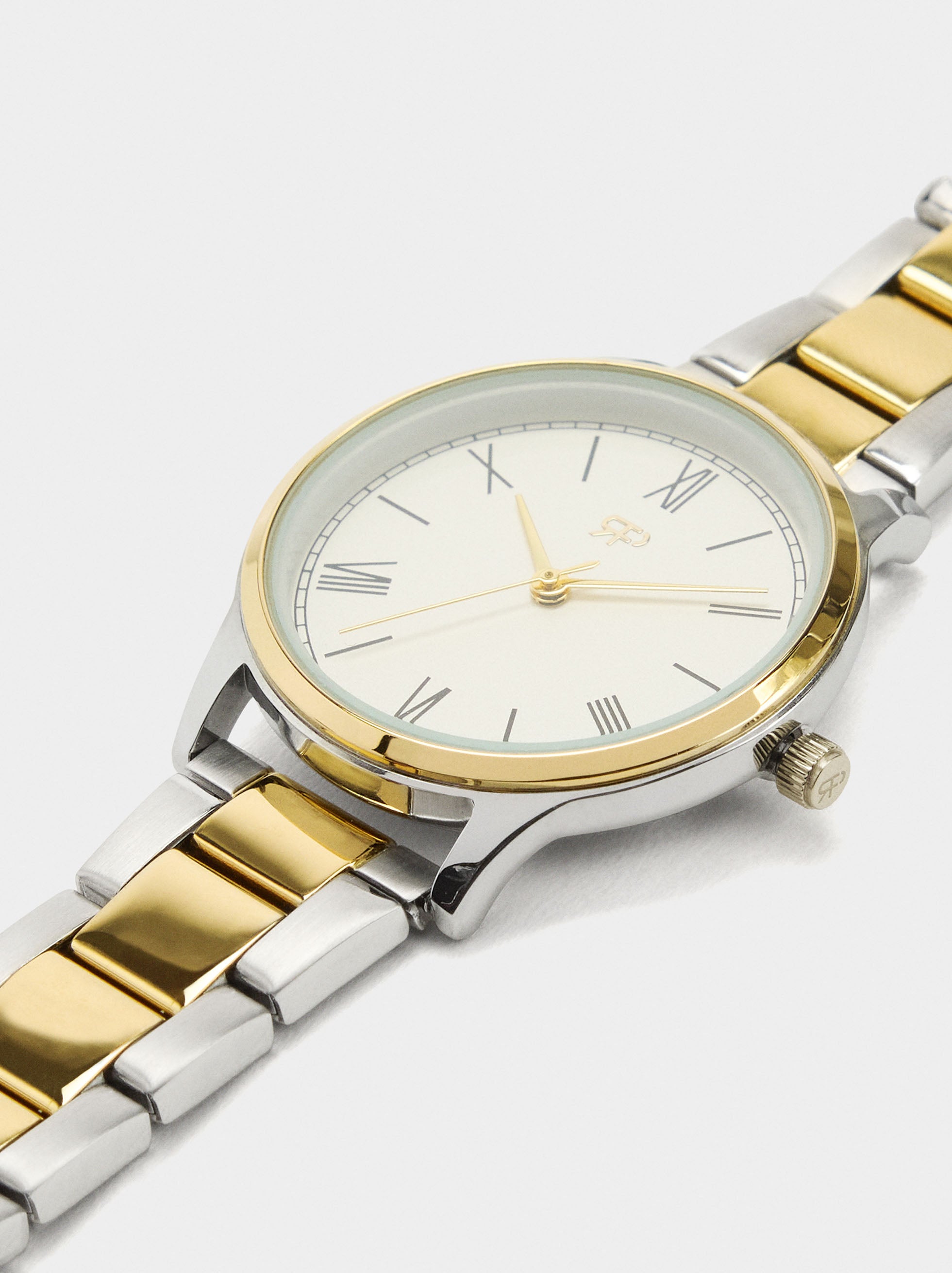 Reloj Bicolor Con Pulsera De Acero Inoxidable
