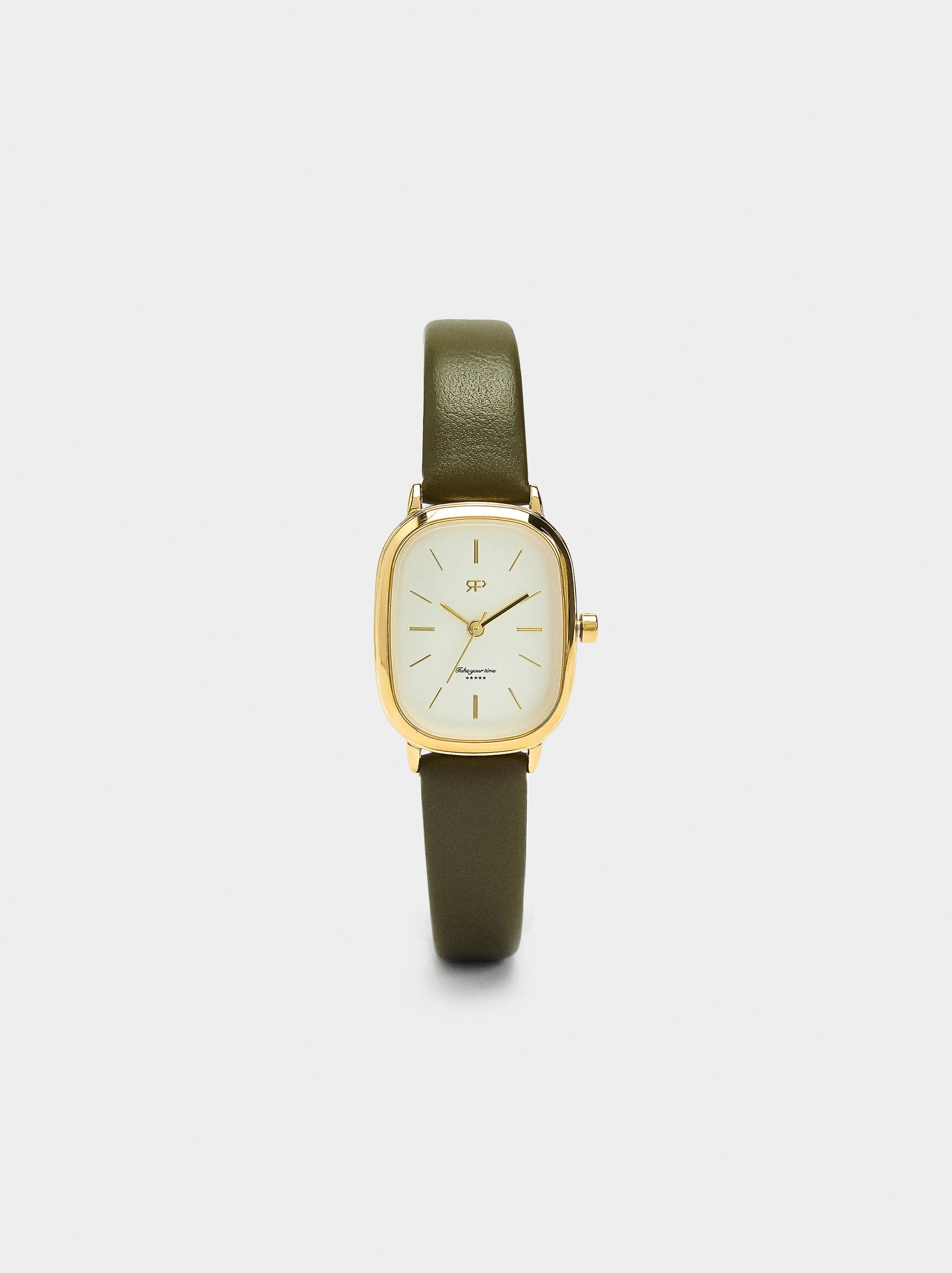 Reloj Rectangular Con Pulsera Efecto Piel