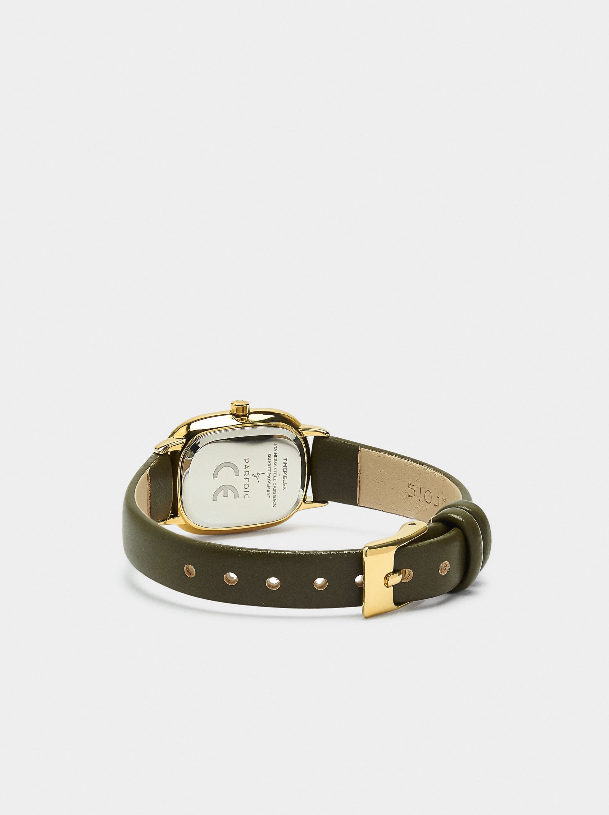 Reloj Rectangular Con Pulsera Efecto Piel