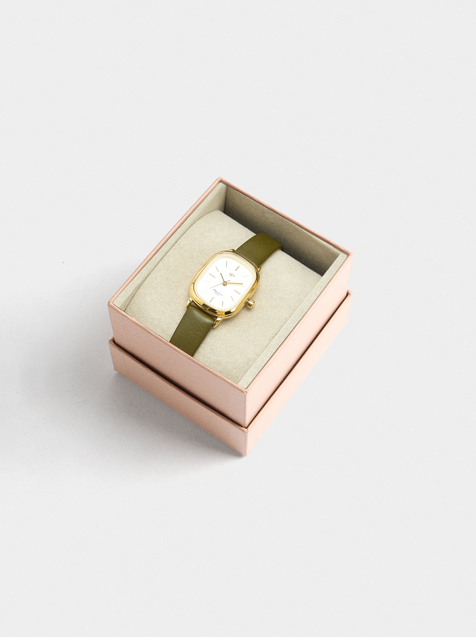 Reloj Rectangular Con Pulsera Efecto Piel