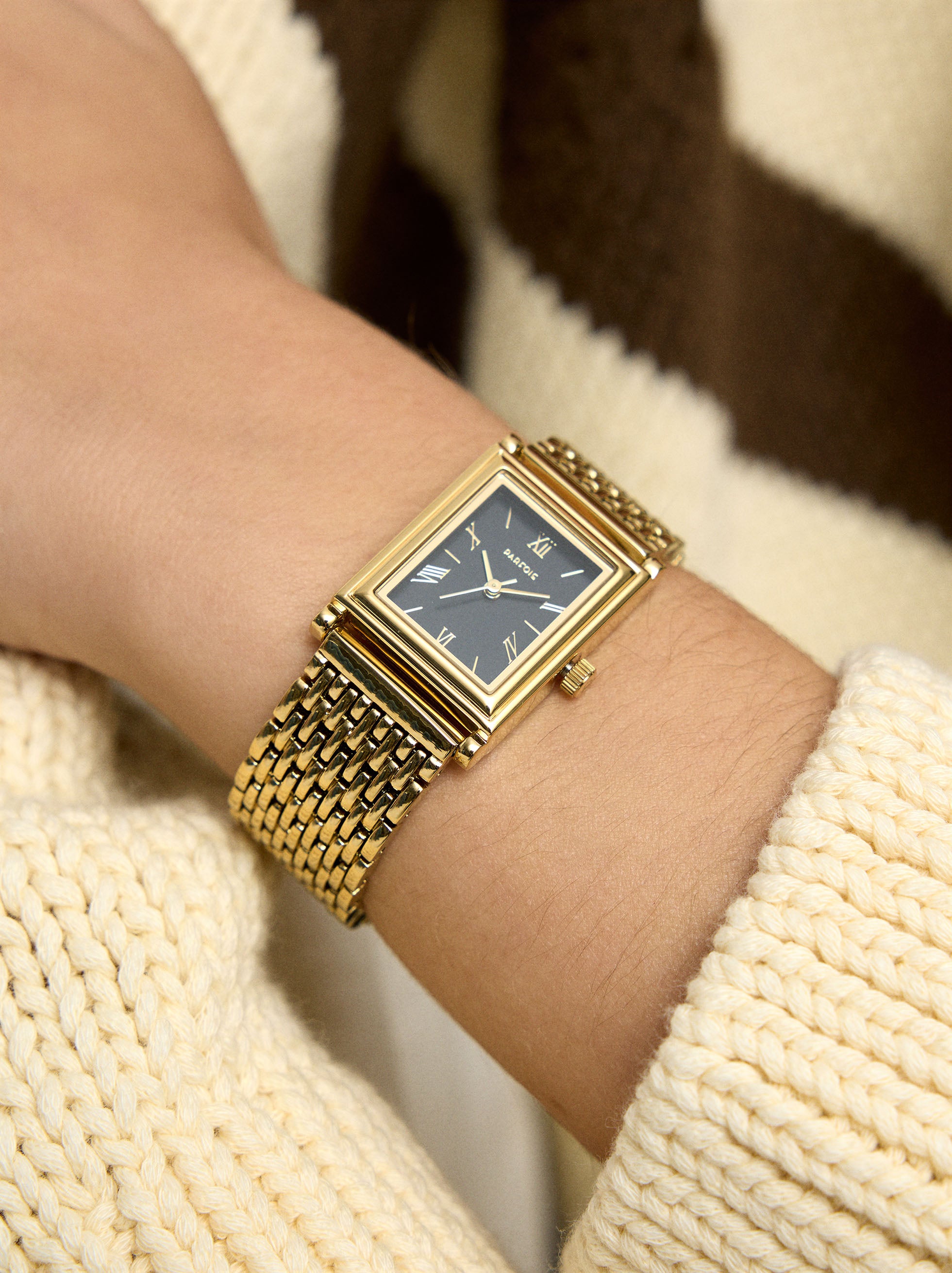 Reloj Cuadrado Con Pulsera De Acero Inoxidable