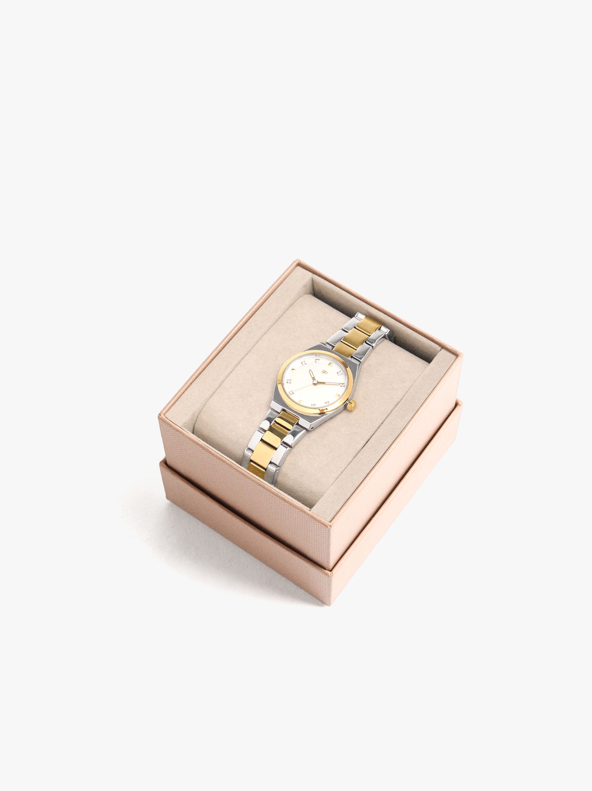 Reloj Bicolor Con Pulsera De Acero Inoxidable
