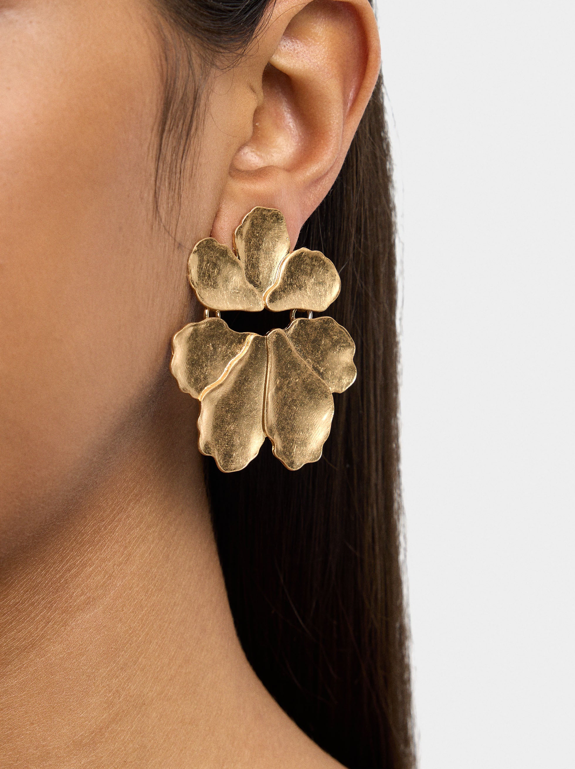 Pendientes Maxi Flor Con Relieve