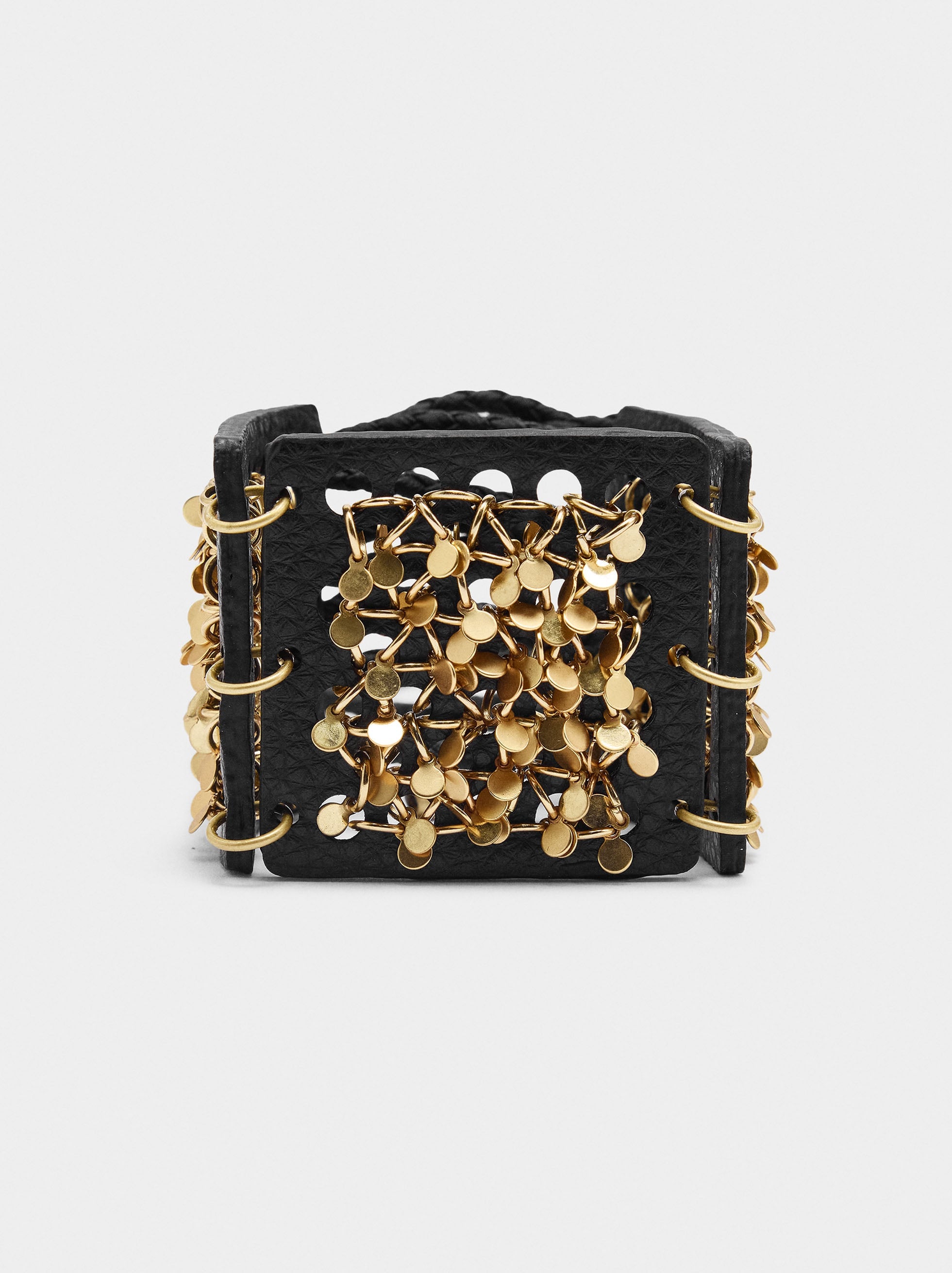 Pulsera Ancha Con Piel