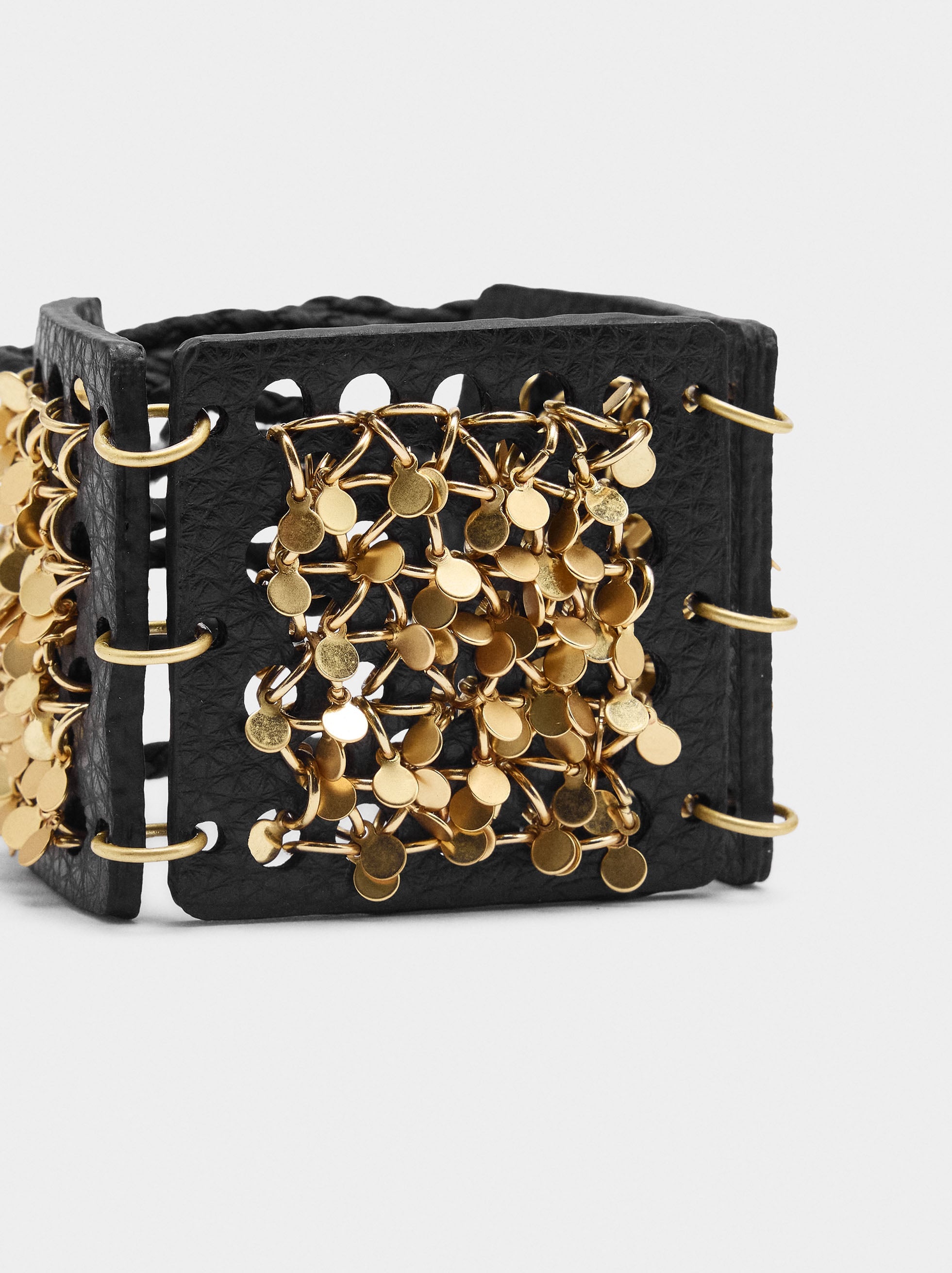 Pulsera Ancha Con Piel