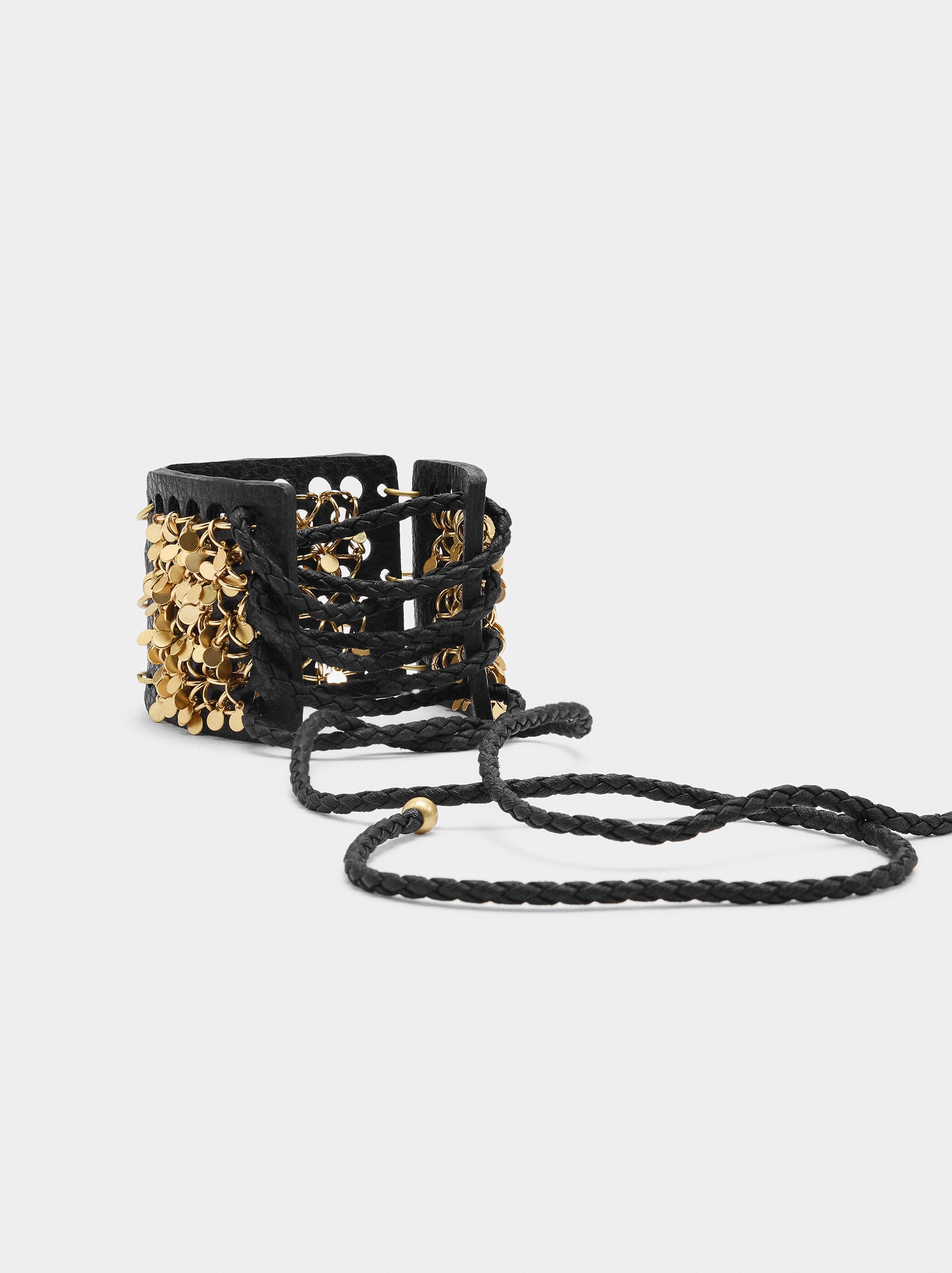 Pulsera Ancha Con Piel