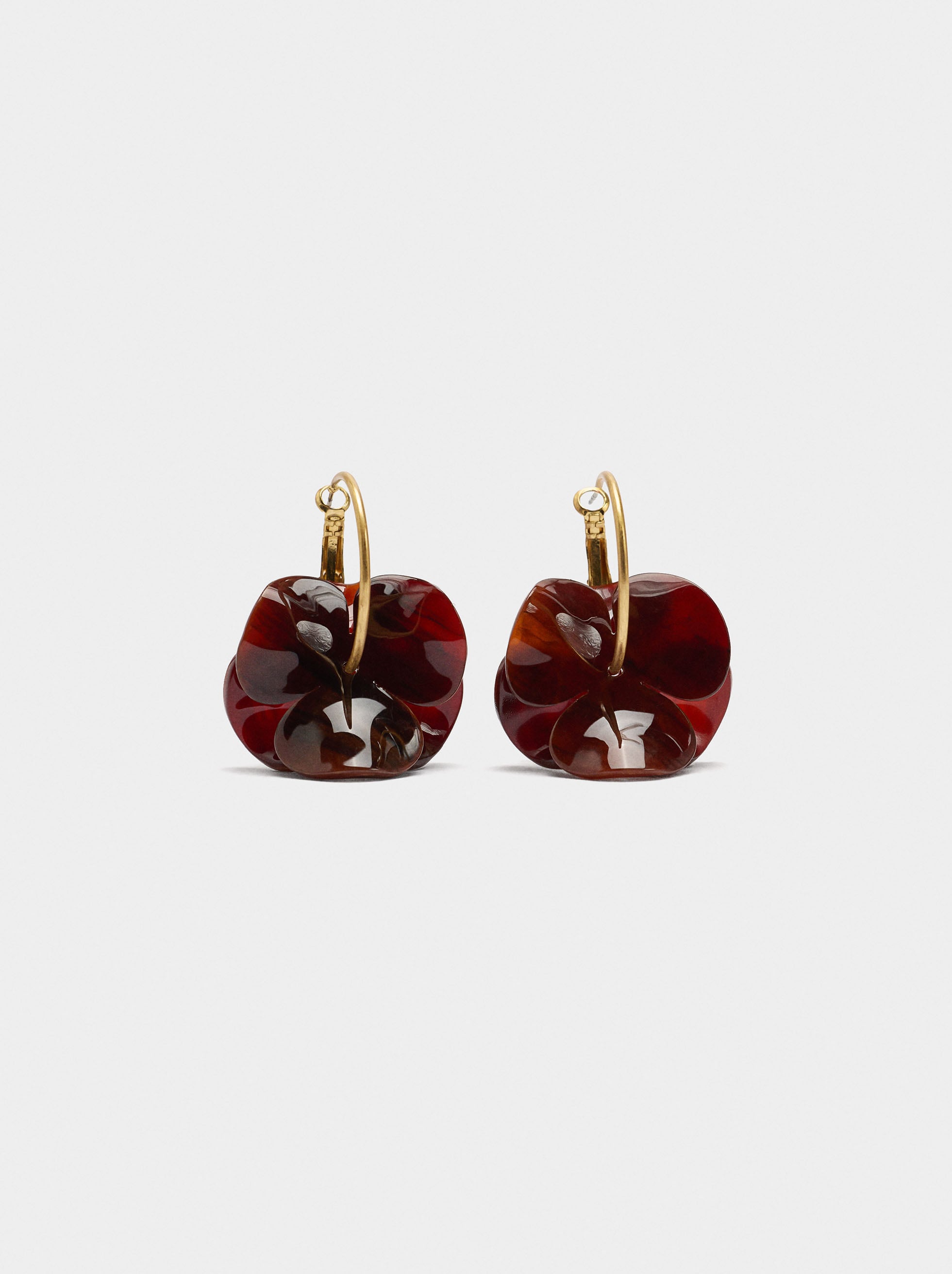 Aros Maxi Flor Doble Efecto Piedra