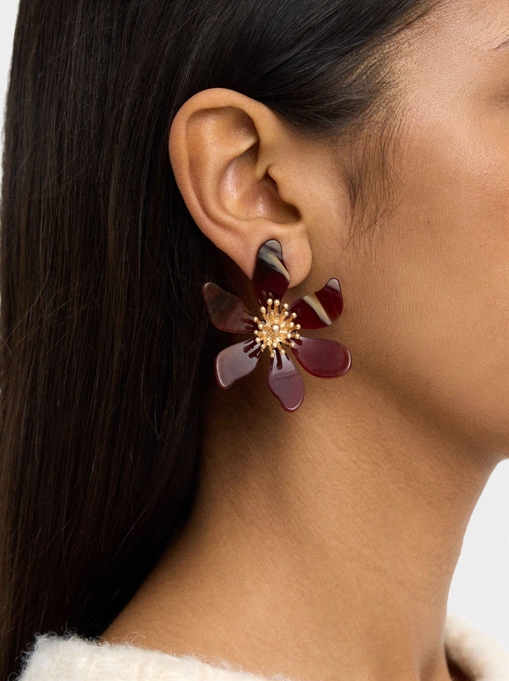 Pendientes Maxi Flor Efecto Piedra