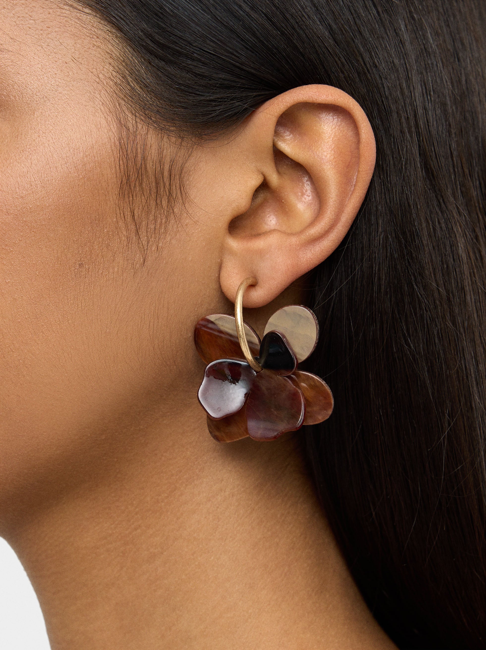 Aros Maxi Flor Doble Efecto Piedra