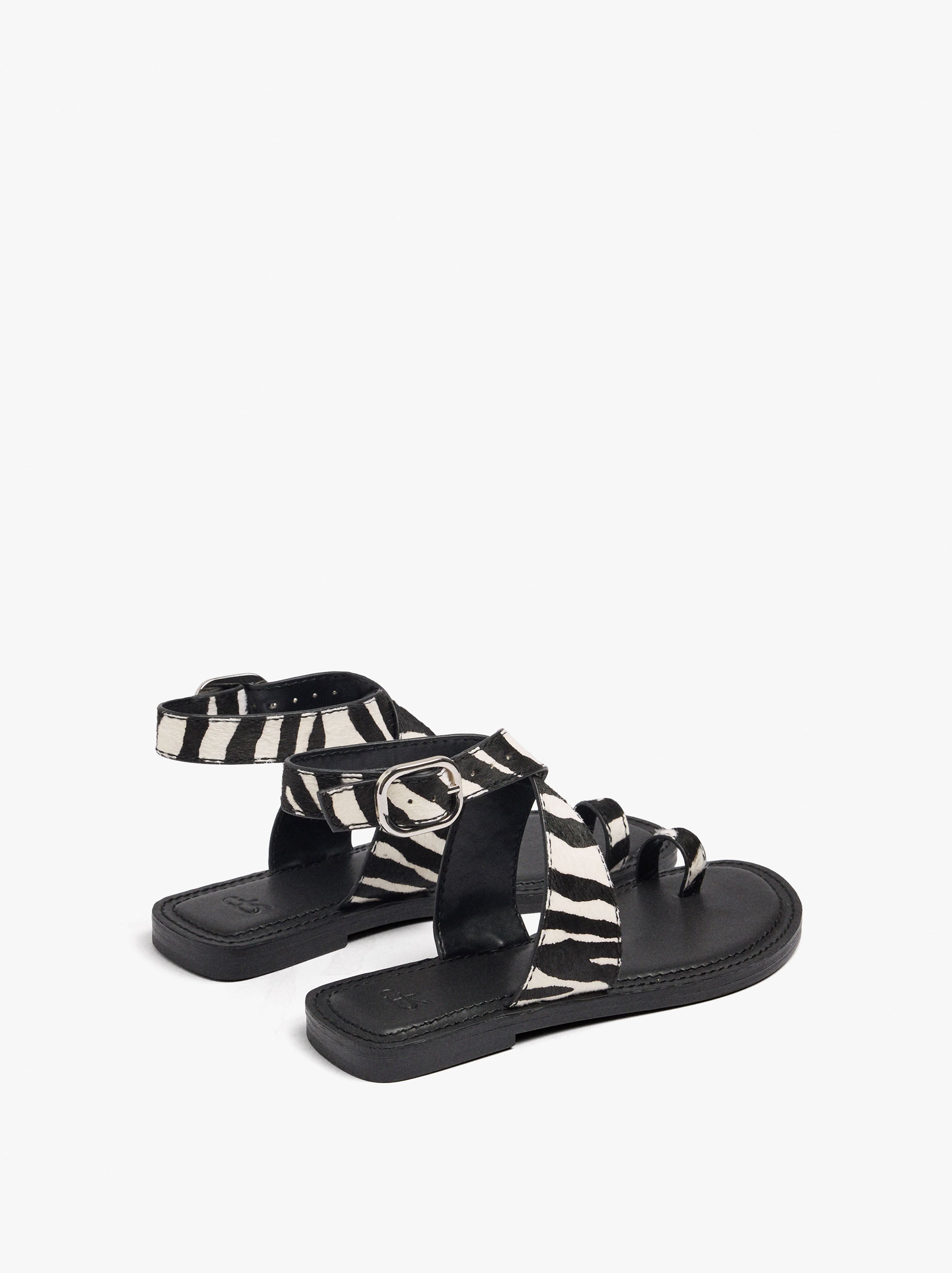 Sandalias Planas De Piel Estampado Animal
