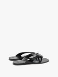 Sandalias Thong De Piel Con Detalle Metálico