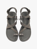 Sandalias De Piel Cruzadas Detalle Metálico