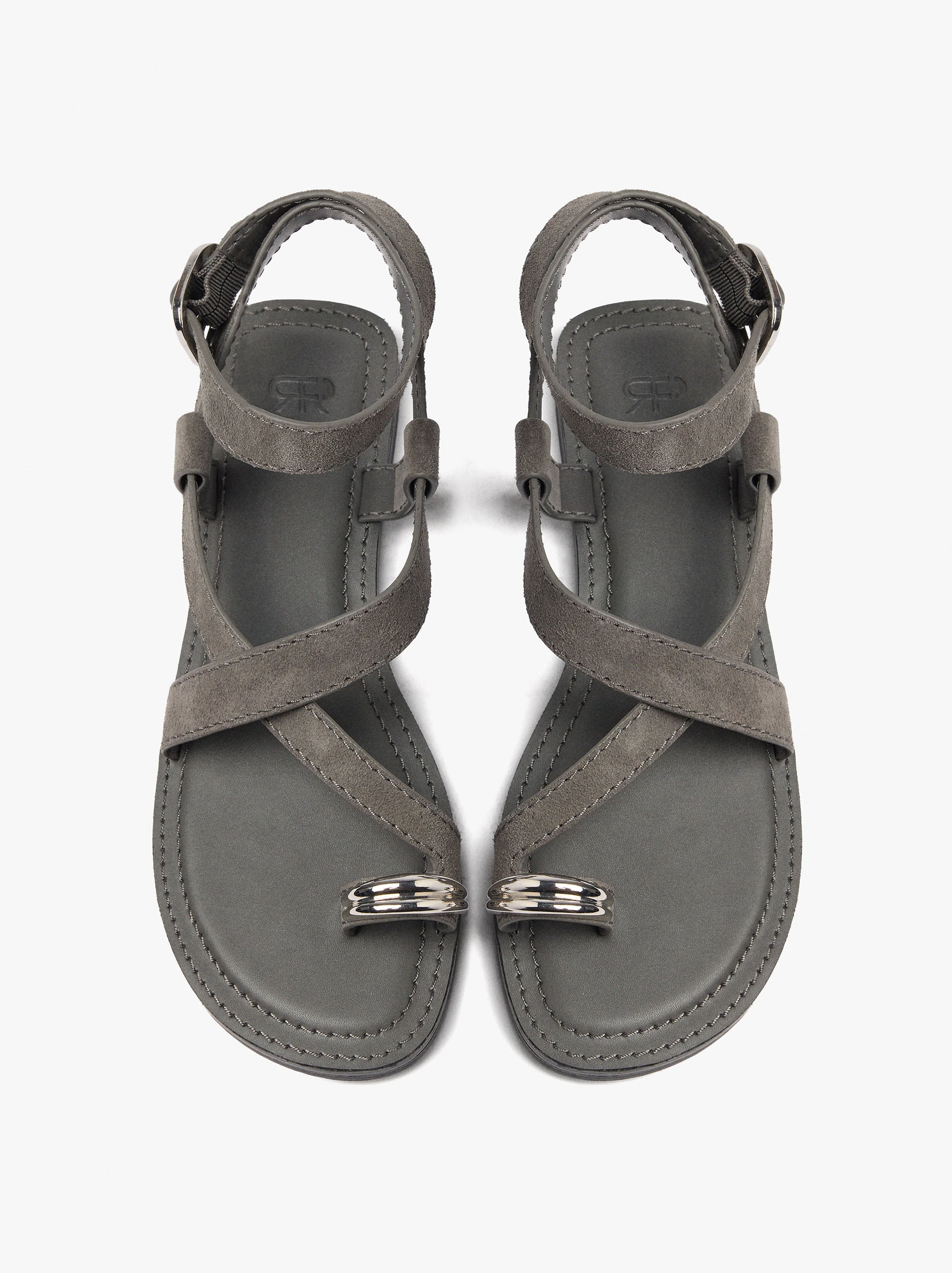 Sandalias De Piel Cruzadas Detalle Metálico