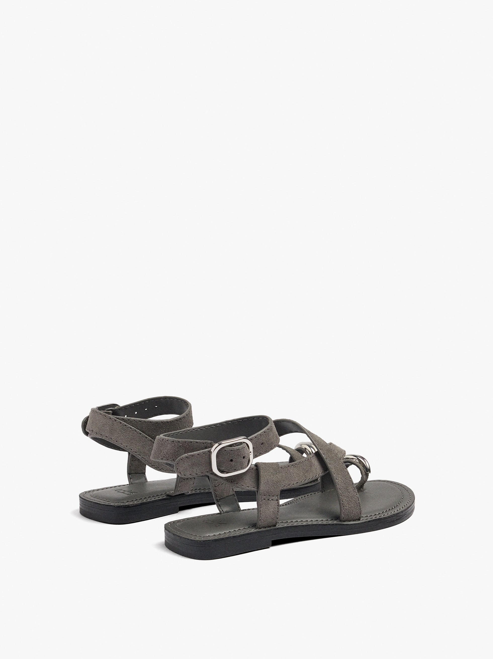 Sandalias De Piel Cruzadas Detalle Metálico