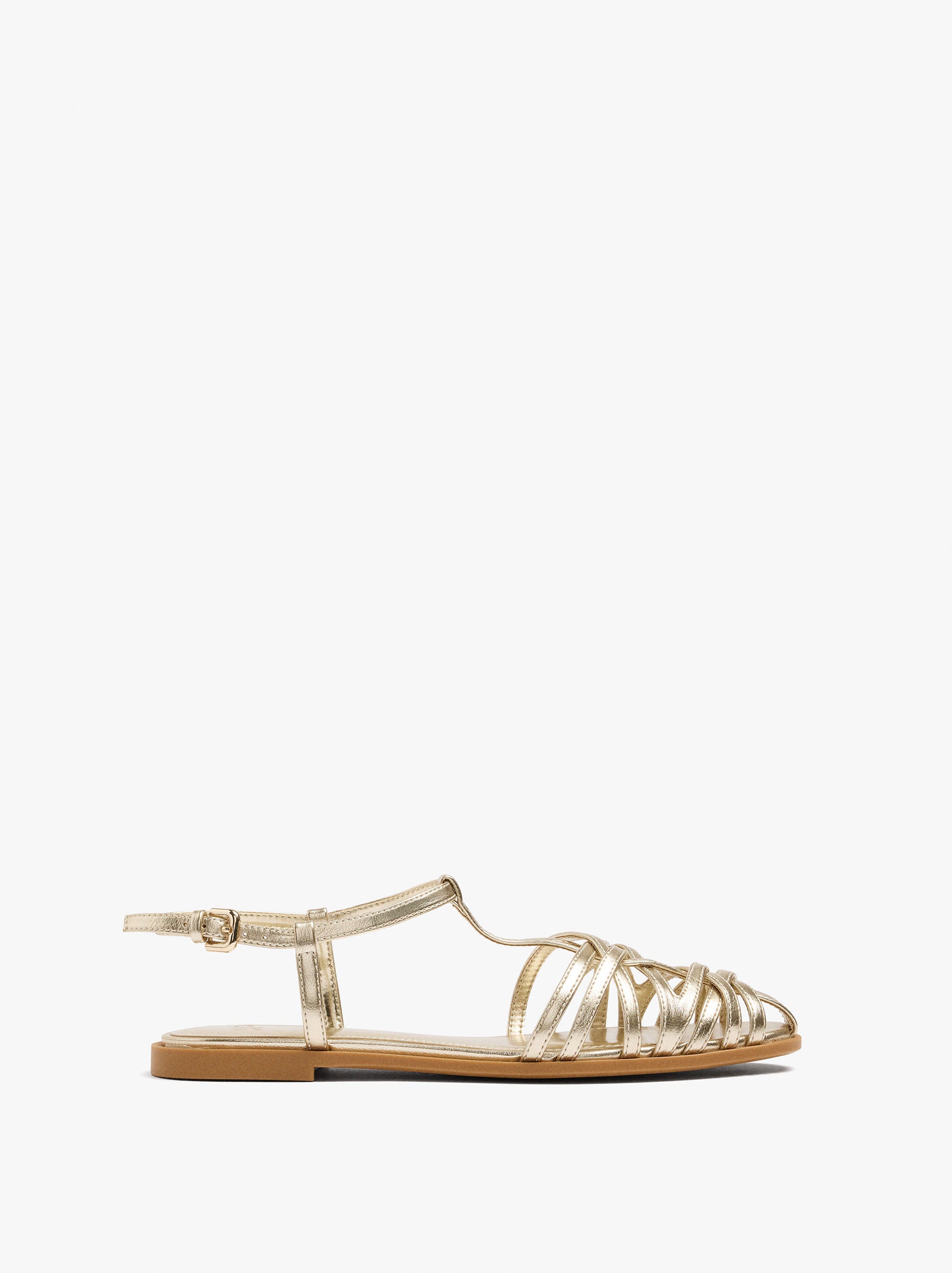 Sandalias Planas Con Tiras Entrelazadas