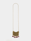 Collar Con Mini Bolso De Cuentas Y Borlas