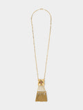 Collar Colgante Cuadrado Con Piedra Y Flecos