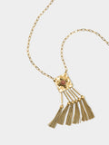 Collar Colgante Cuadrado Con Piedra Y Flecos