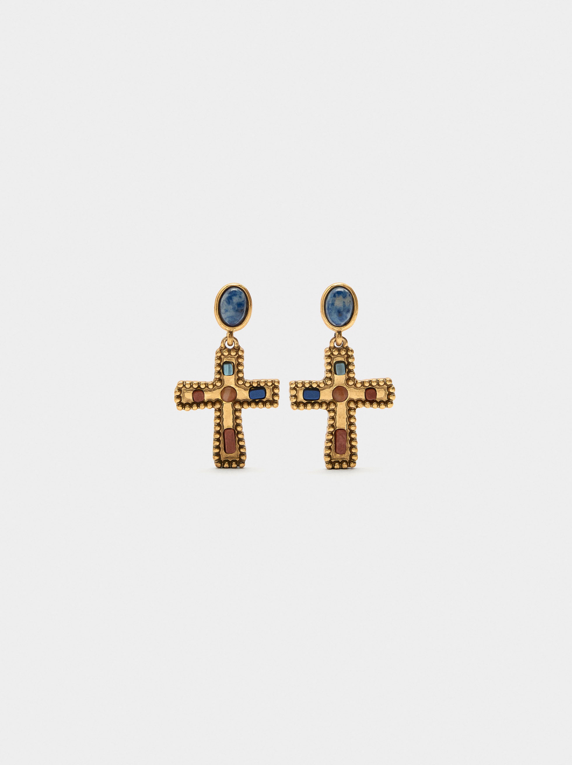Pendientes Cruz Con Piedras
