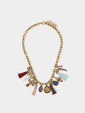 Collar Corto Con Colgante De Borlas Y Piedras