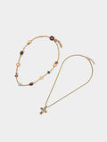 Set De Collares Con Piedras Y Cruz