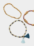 Set De Pulseras Elásticas Con Piedras Y Borlas