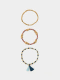 Set De Pulseras Elásticas Con Piedras Y Borlas