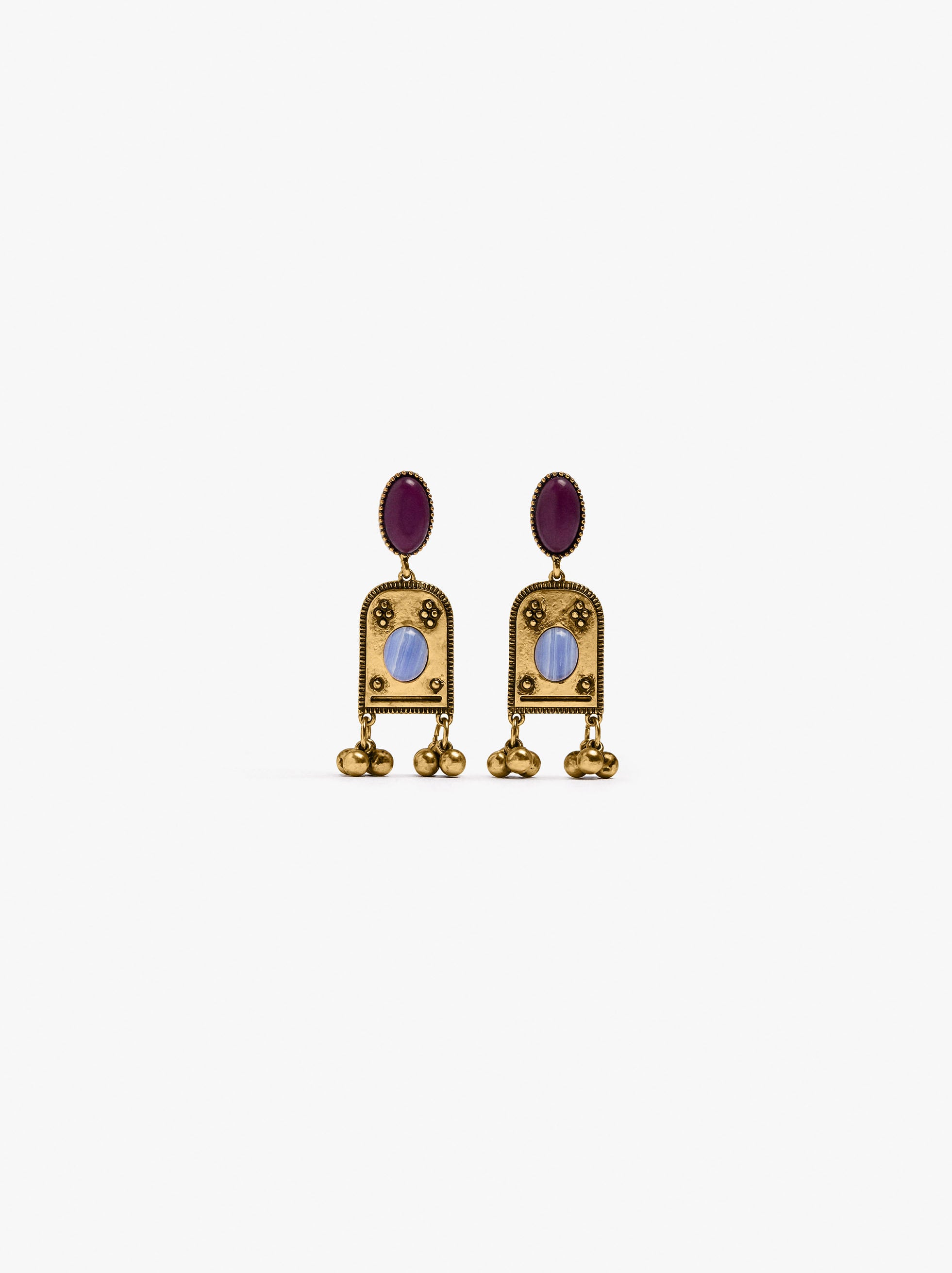 Pendientes Largos Con Piedra Y Esferas