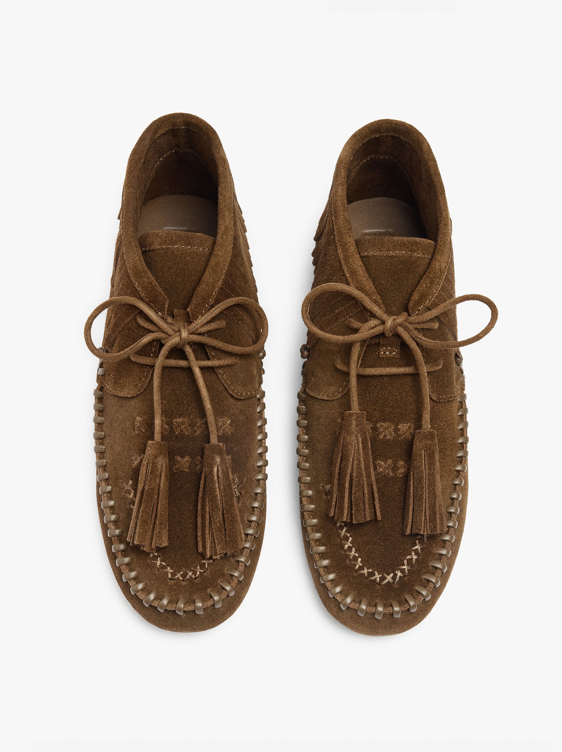 Botines De Piel Planos Con Flecos