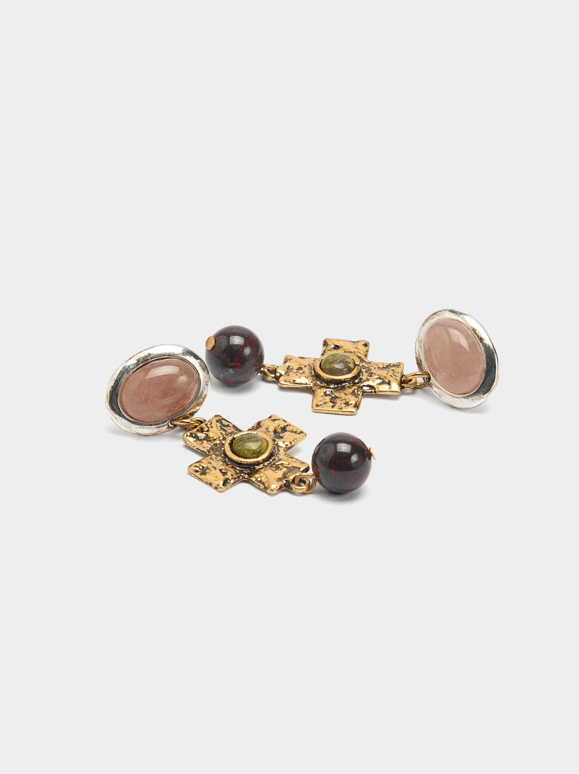 Pendientes Largos De Cruz Con Piedra