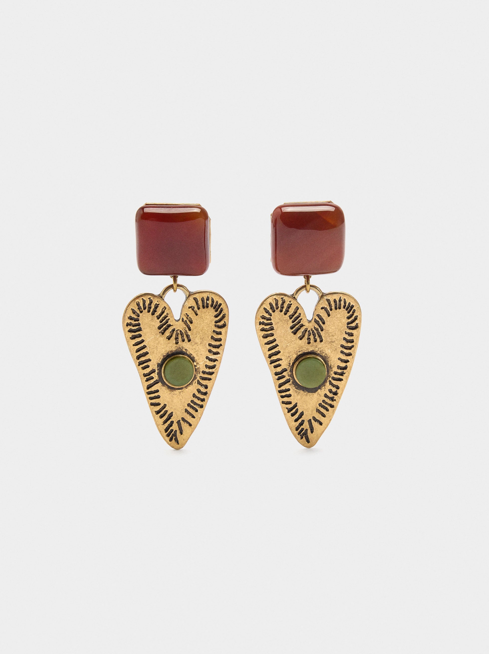 Pendientes Corazón Con Piedra