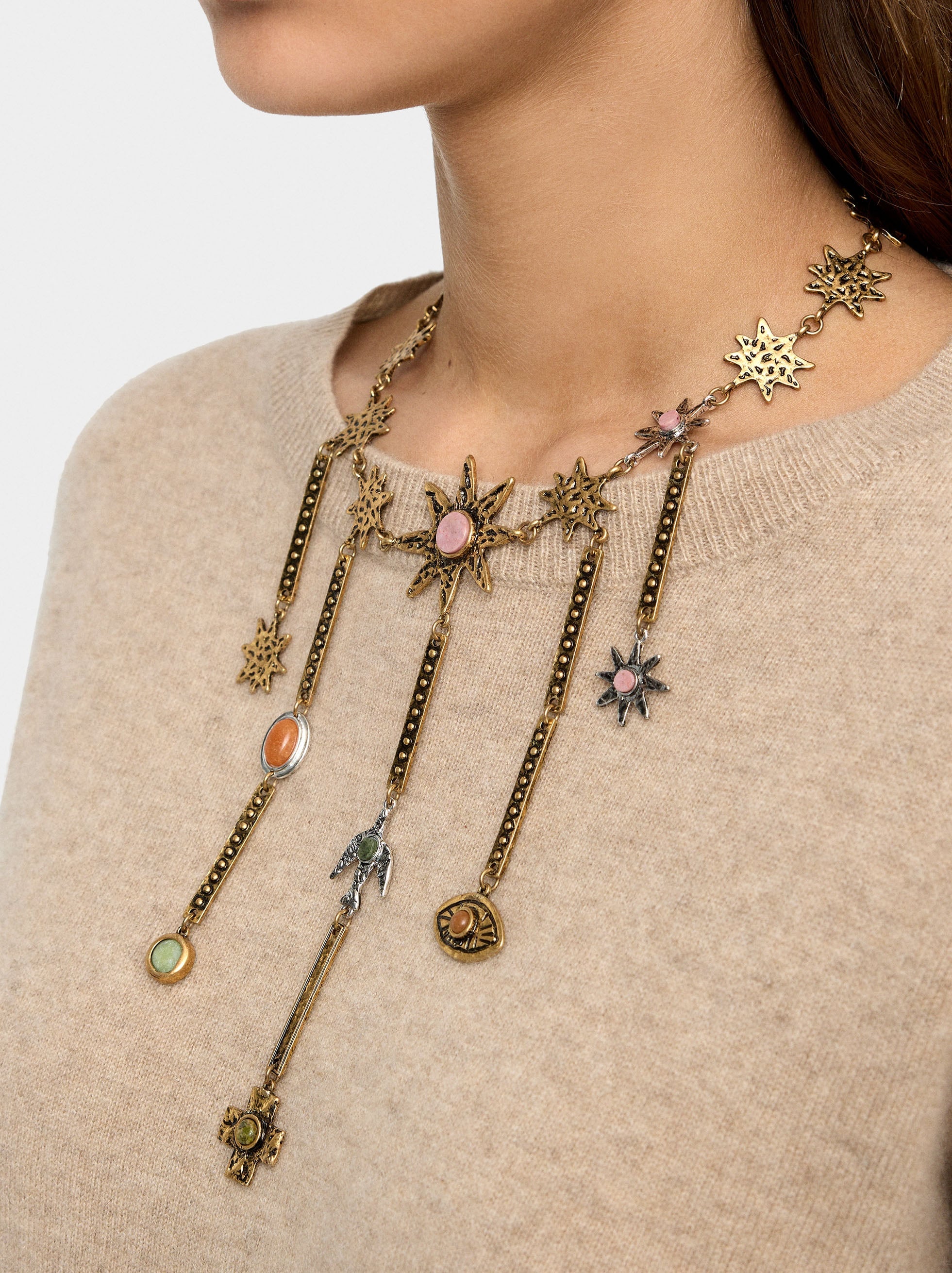Collar Con Colgantes De Estrellas Y Barras
