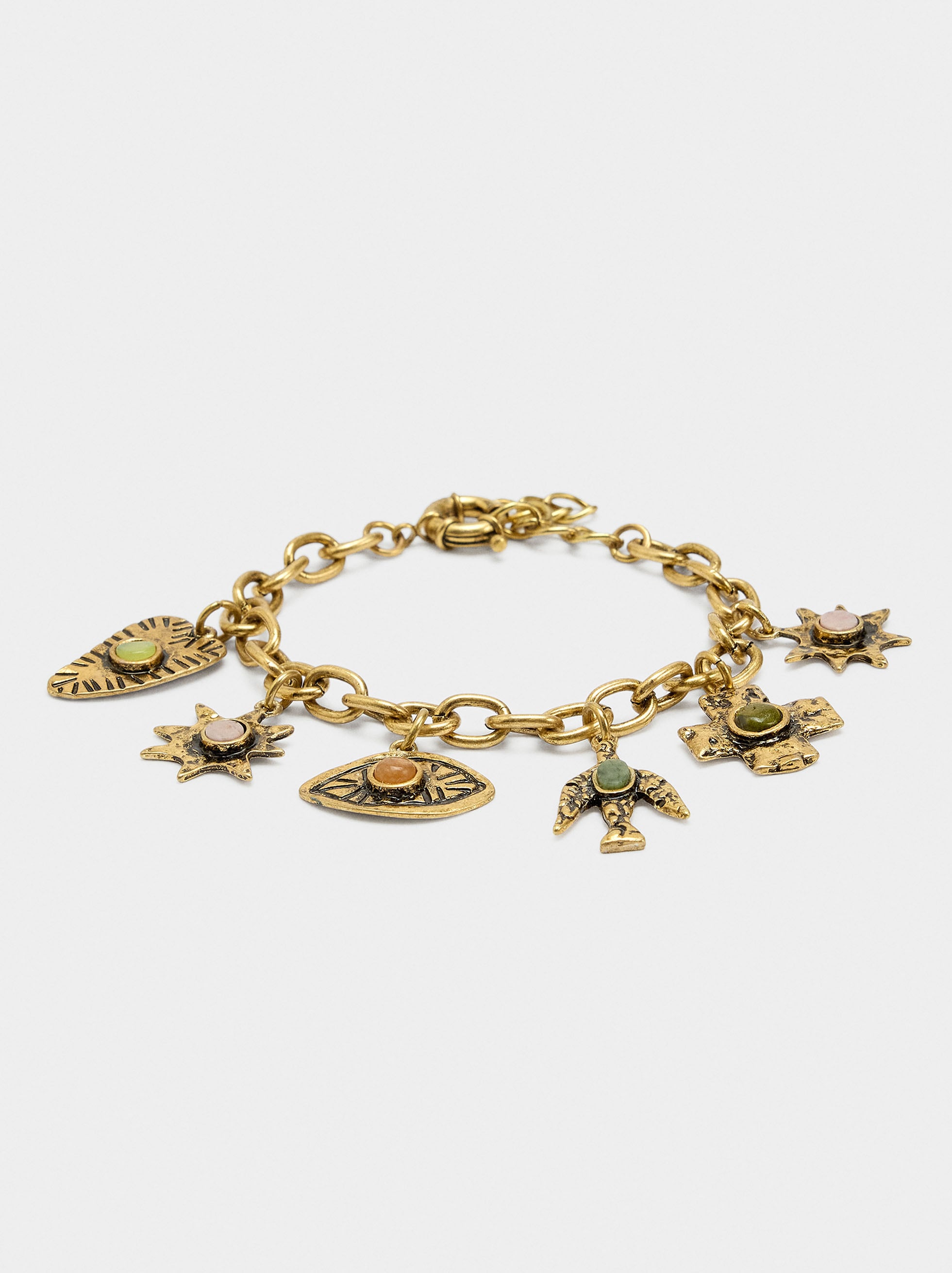 Pulsera De Eslabones Colgantes Con Piedras