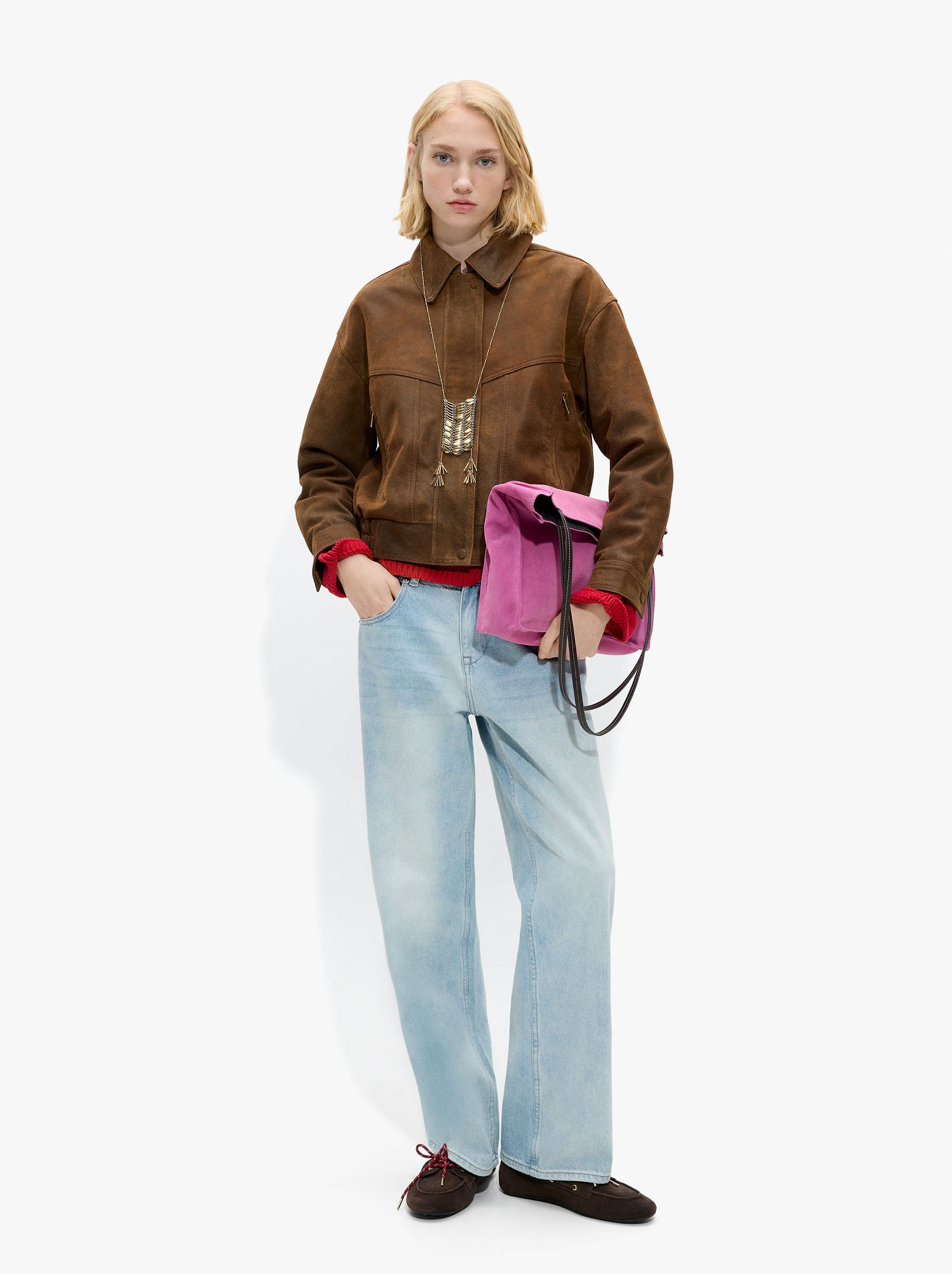 Chaqueta De Piel Efecto Desgastado