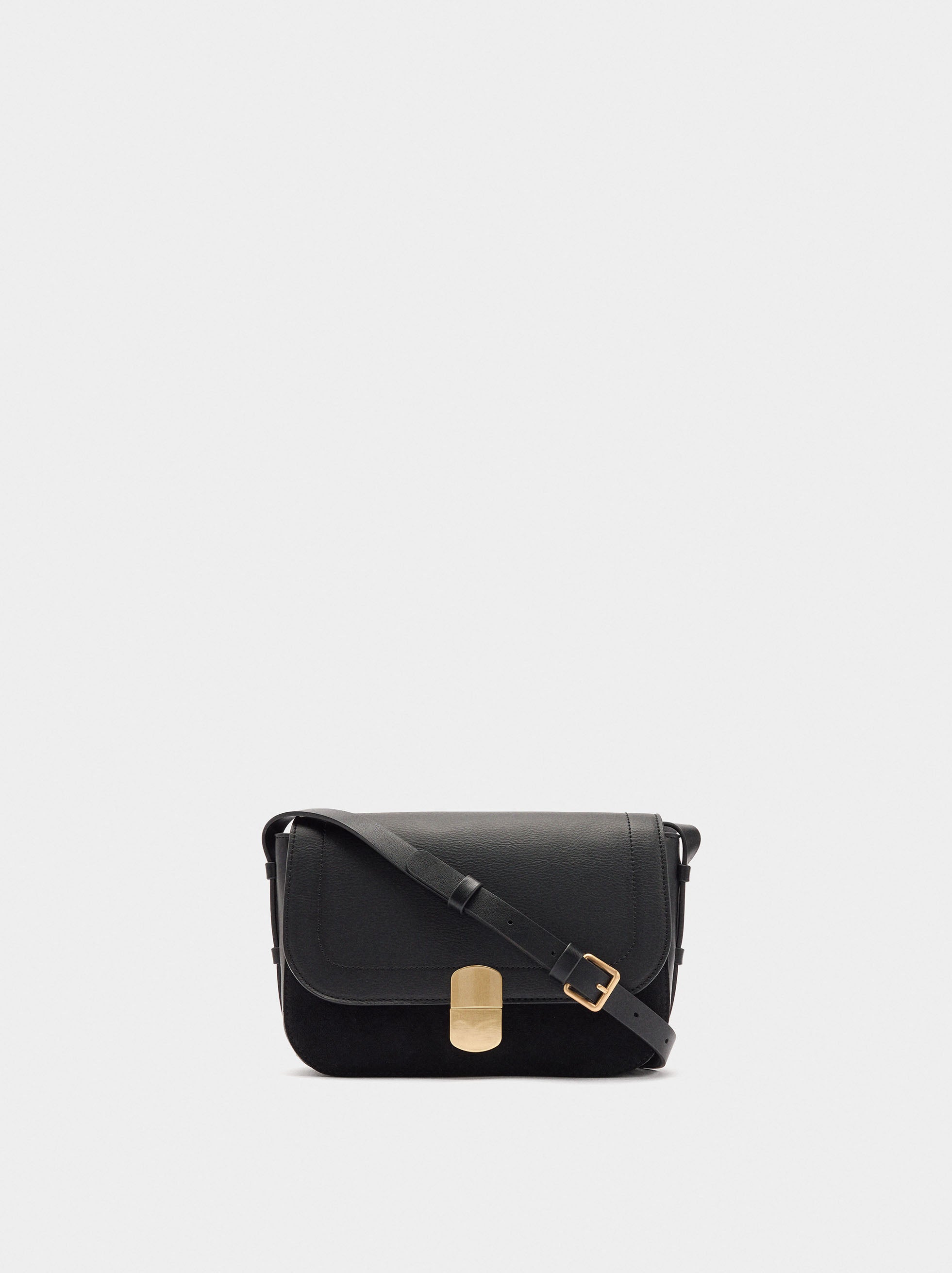 Bolso Bandolera Efecto Piel Con Solapa