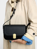 Bolso Bandolera Efecto Piel Con Solapa