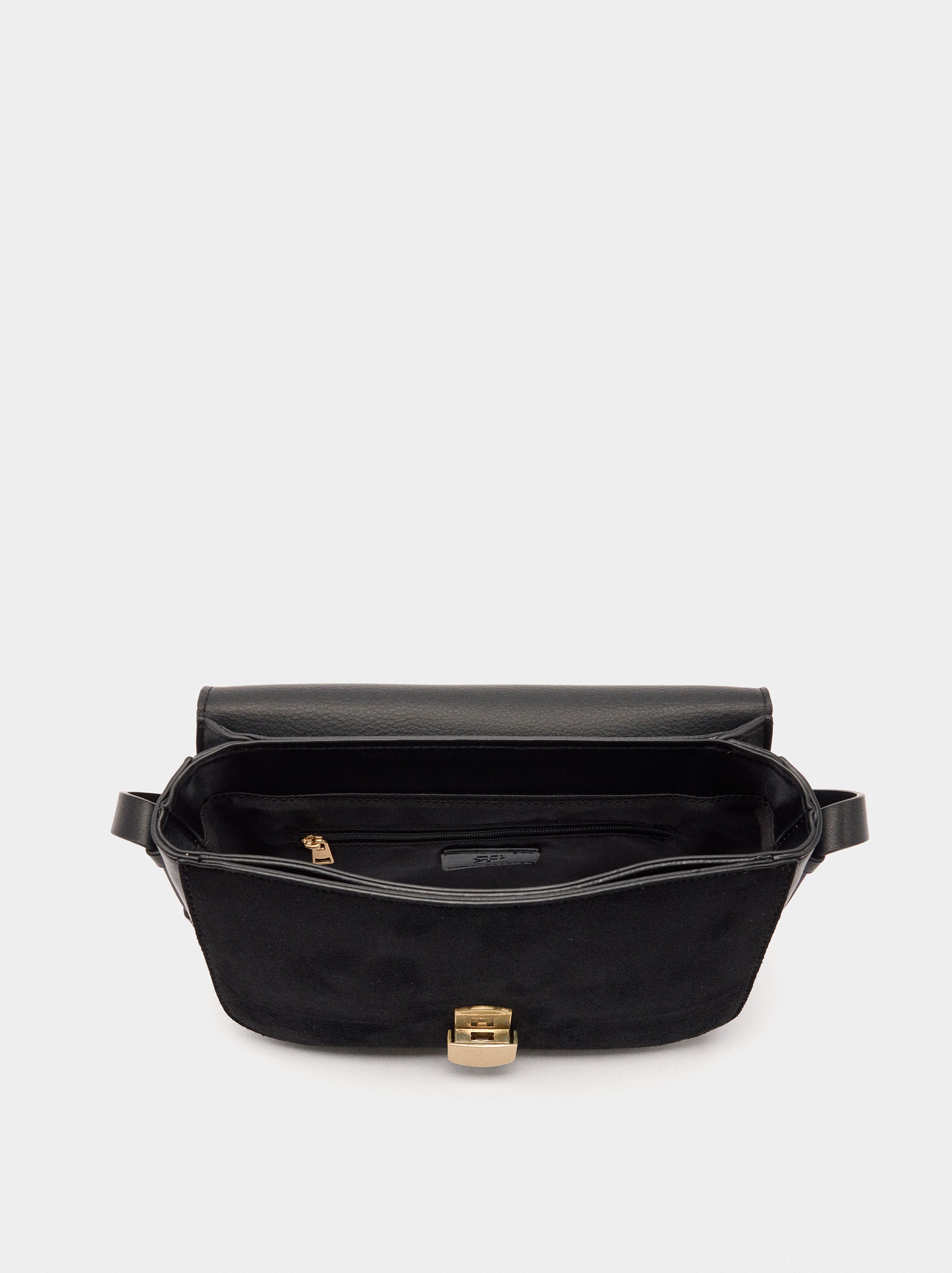 Bolso Bandolera Efecto Piel Con Solapa