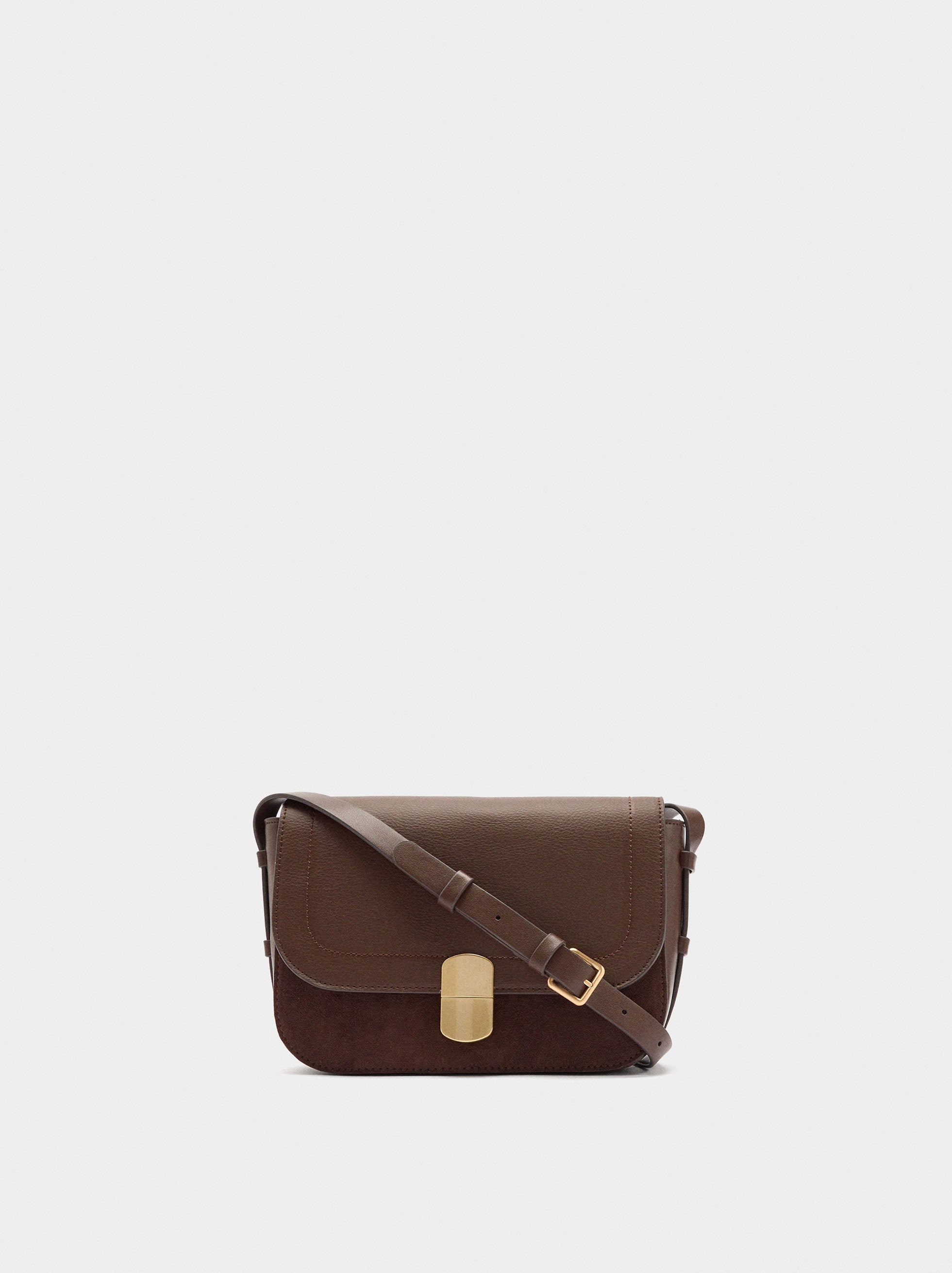 Bolso Bandolera Efecto Piel Con Solapa