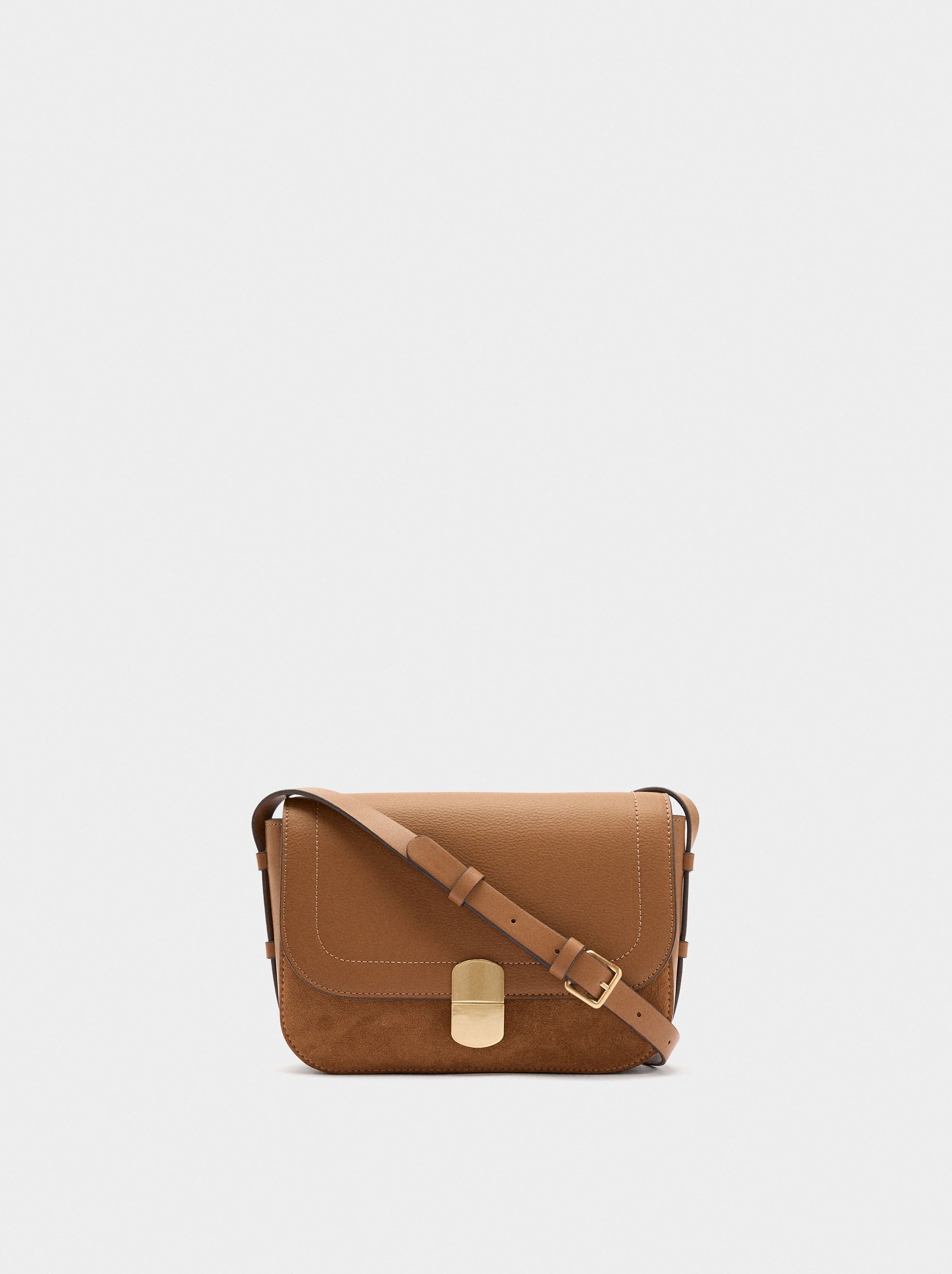 Bolso Bandolera Efecto Piel Con Solapa