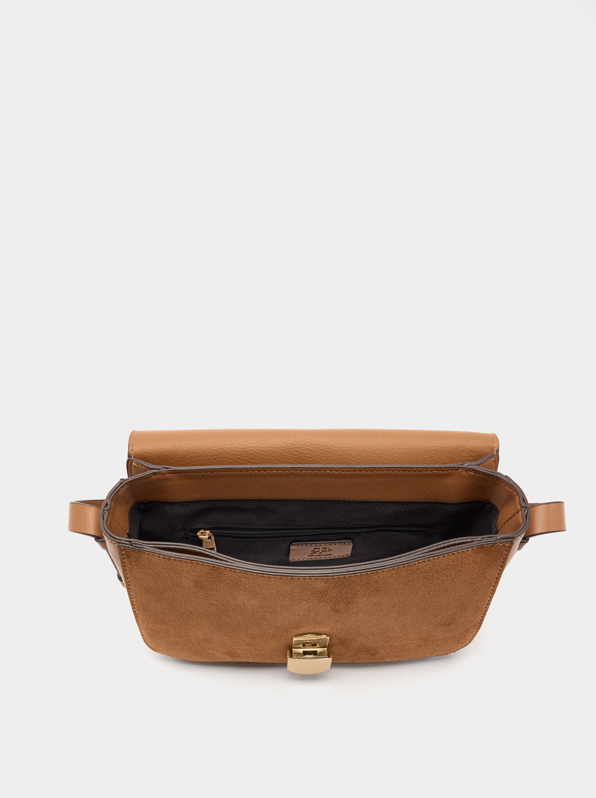 Bolso Bandolera Efecto Piel Con Solapa