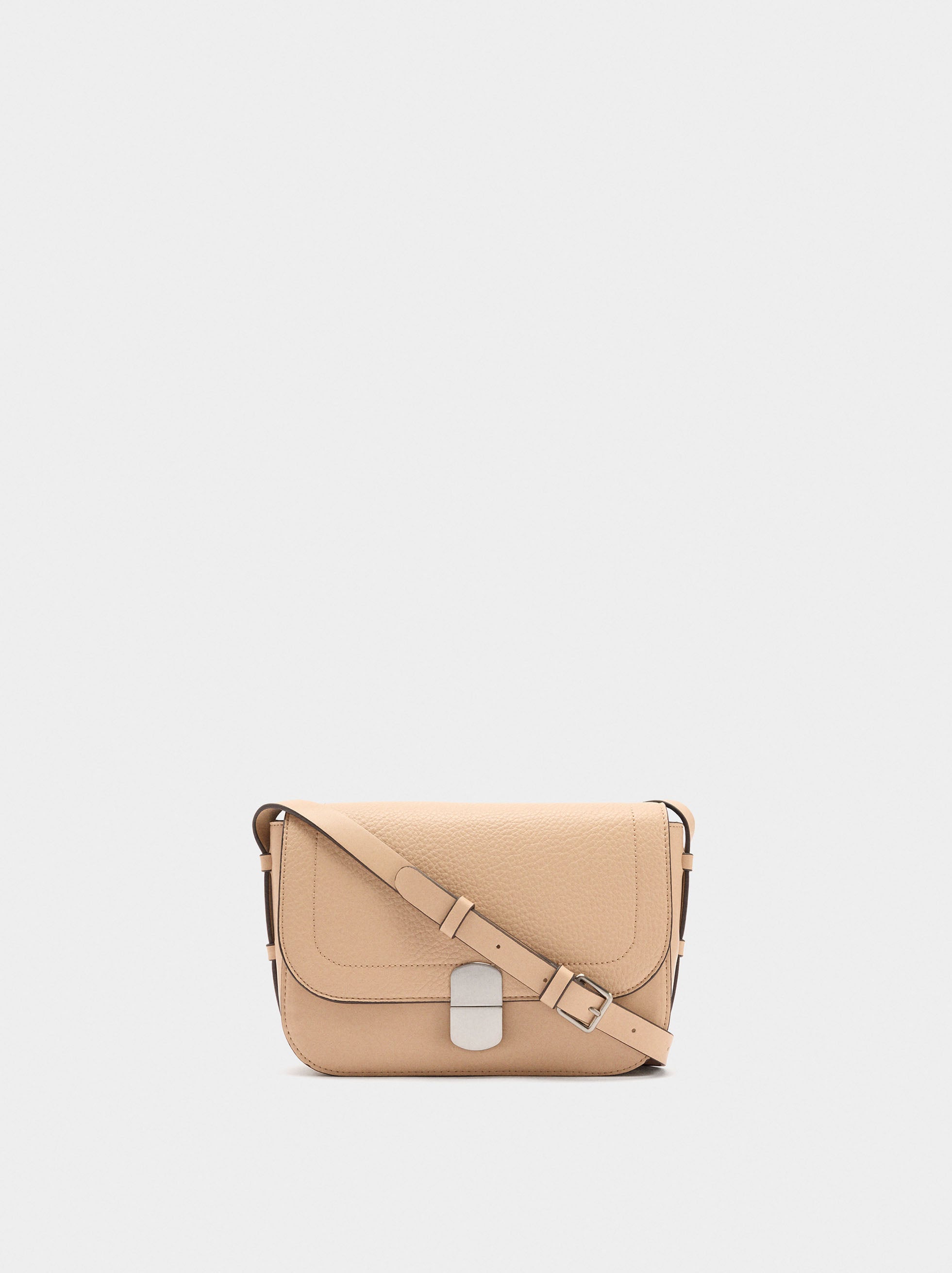 Bolso Bandolera Efecto Piel Con Solapa