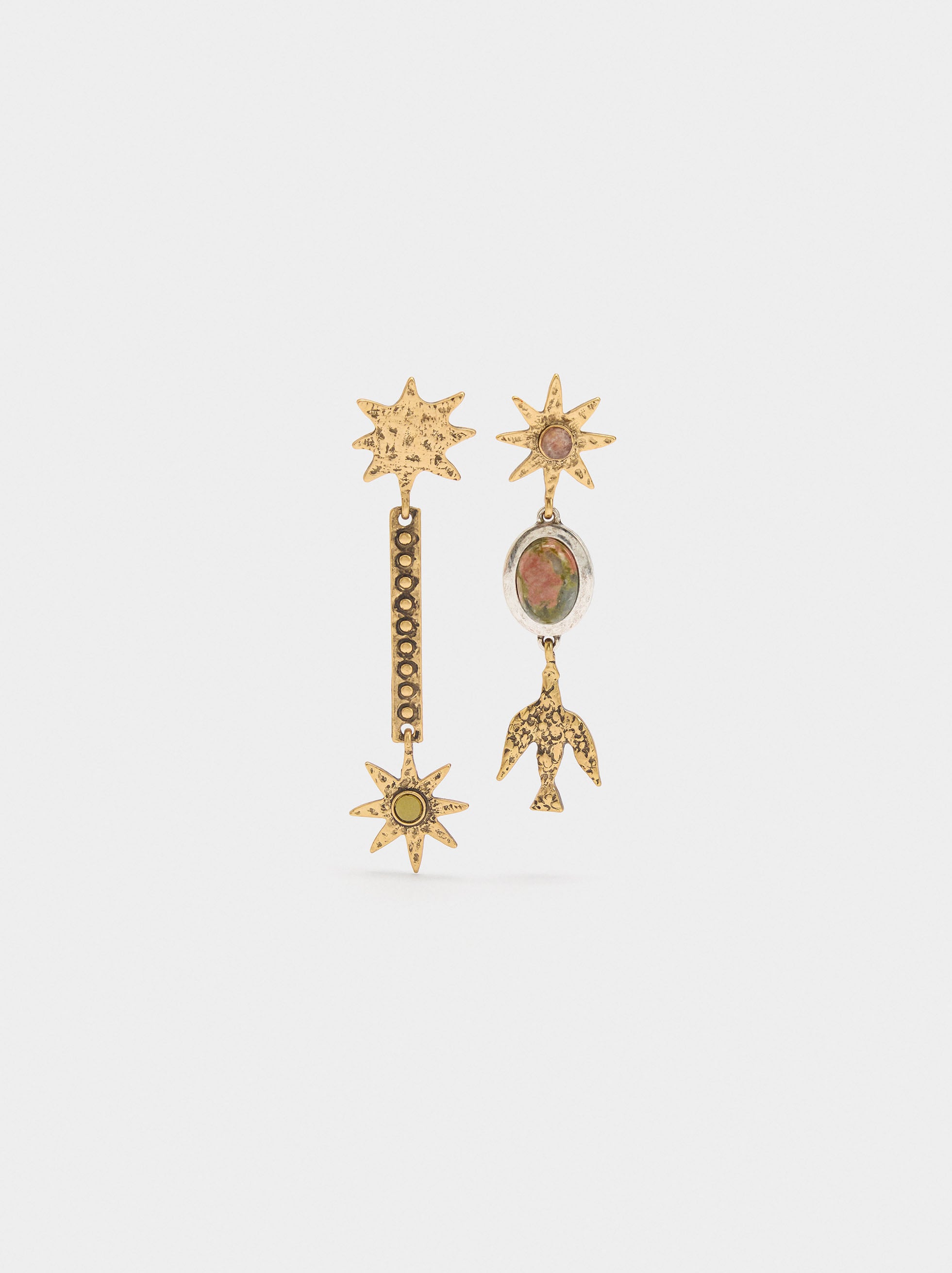 Pendientes Asimétricos Con Estrellas Y Barras