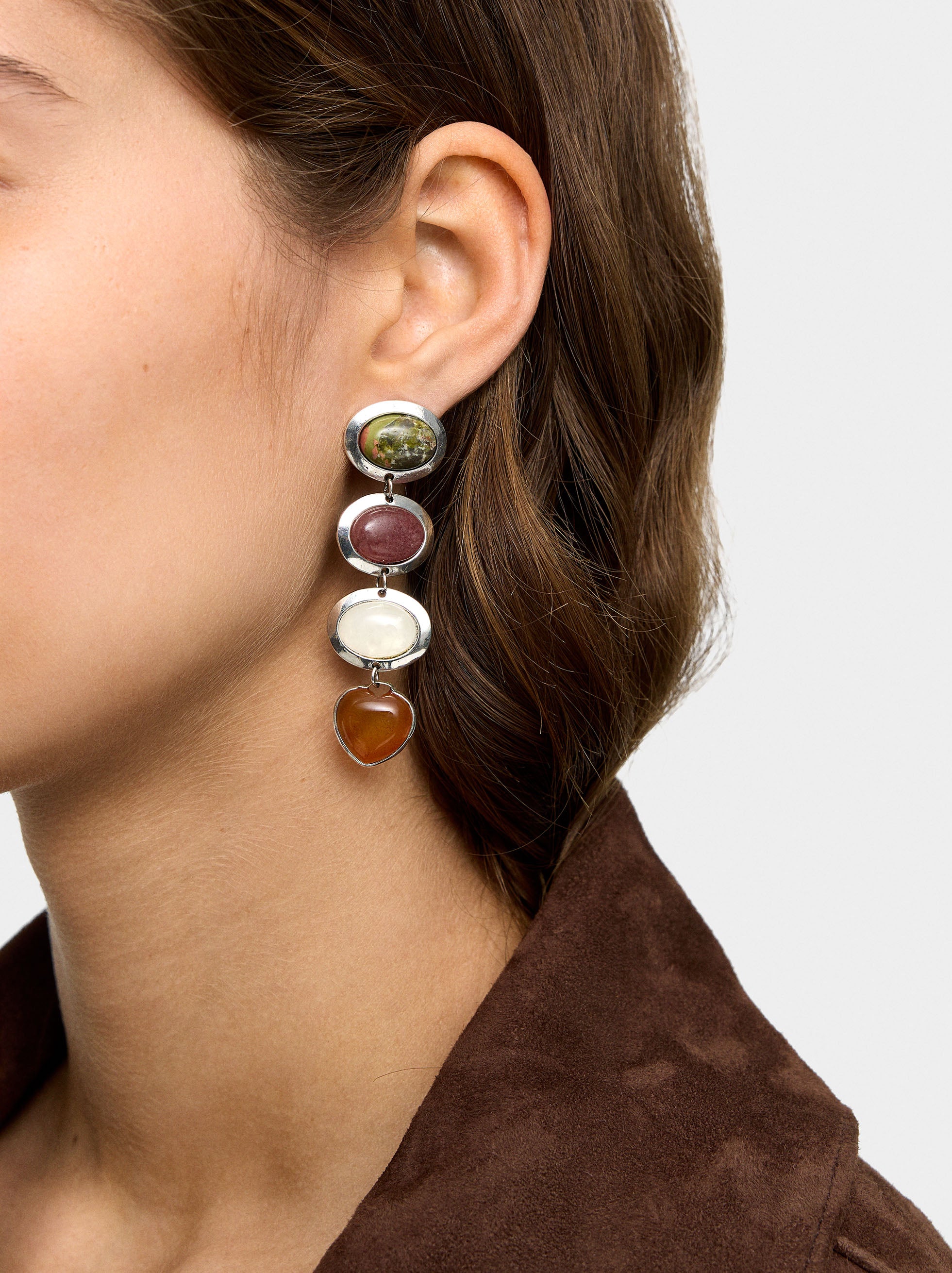 Pendientes Largos Con Piedras